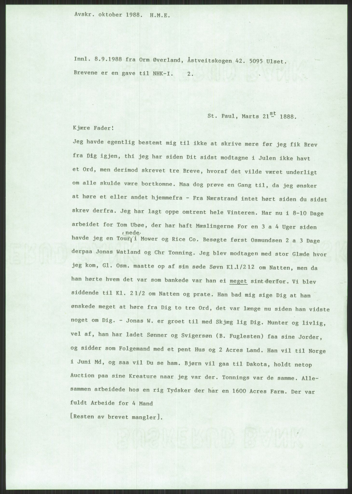 Samlinger til kildeutgivelse, Amerikabrevene, AV/RA-EA-4057/F/L0030: Innlån fra Rogaland: Vatnaland - Øverland, 1838-1914, p. 723