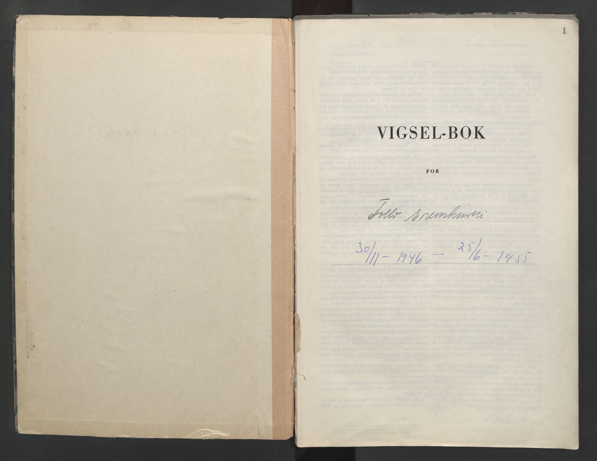 Follo sorenskriveri, SAO/A-10274/L/La/Lab/L0003: Vigselsbok, 1946-1955, p. 1
