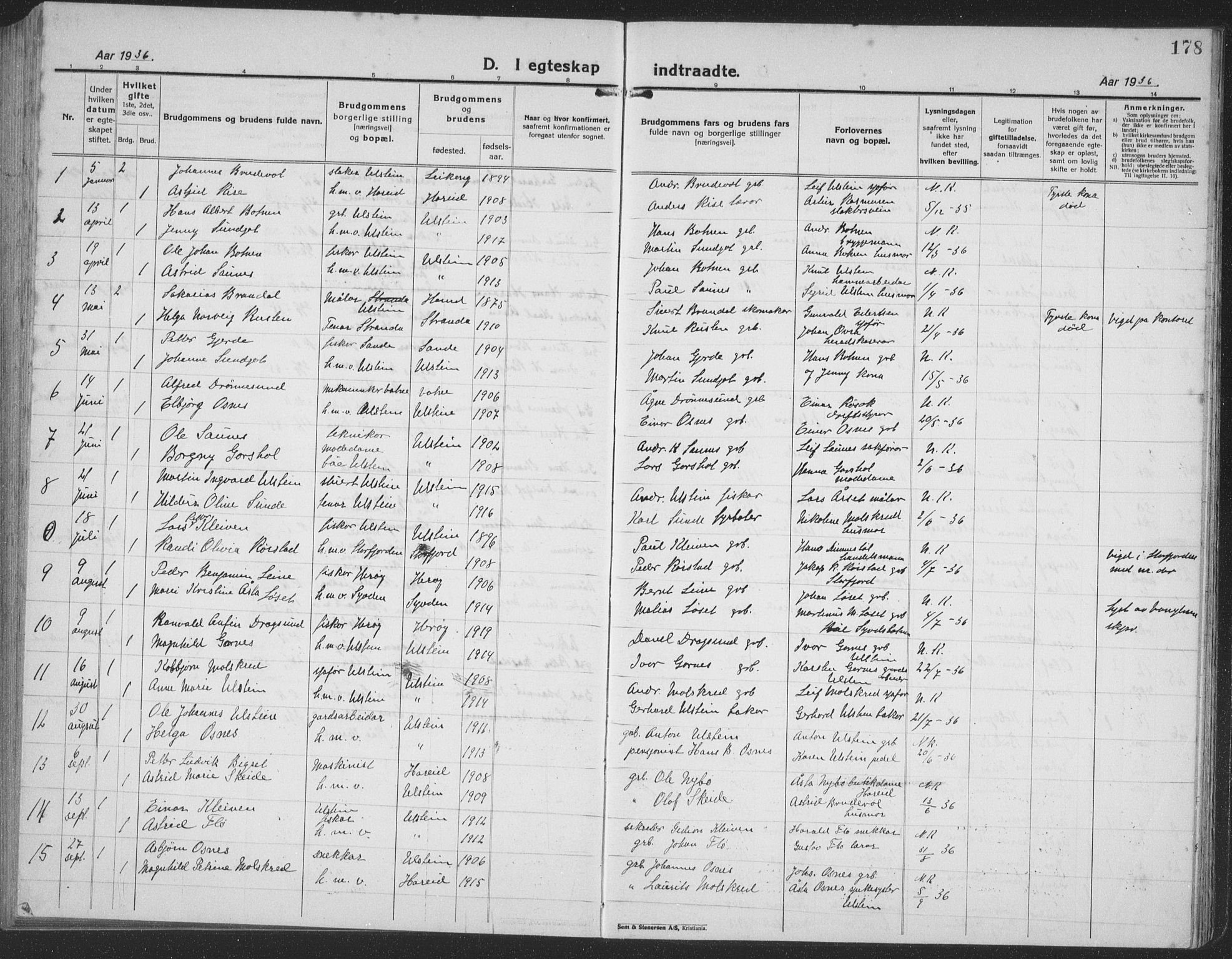 Ministerialprotokoller, klokkerbøker og fødselsregistre - Møre og Romsdal, AV/SAT-A-1454/509/L0113: Parish register (copy) no. 509C03, 1923-1939, p. 178