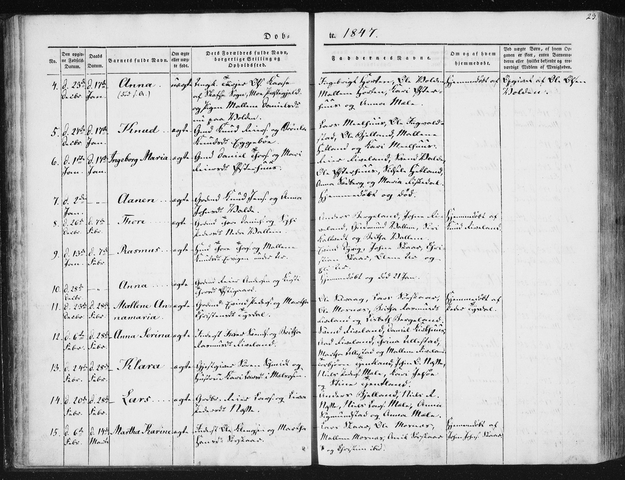 Hjelmeland sokneprestkontor, AV/SAST-A-101843/01/IV/L0008: Parish register (official) no. A 8, 1842-1861, p. 23