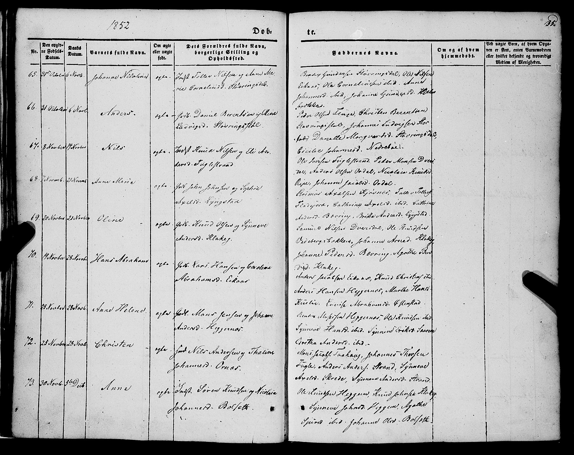 Jølster sokneprestembete, SAB/A-80701/H/Haa/Haaa/L0010: Parish register (official) no. A 10, 1847-1865, p. 35