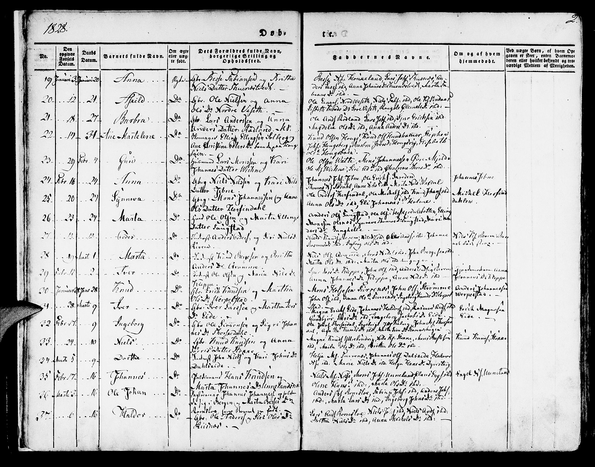 Haus sokneprestembete, AV/SAB-A-75601/H/Haa: Parish register (official) no. A 14, 1827-1838, p. 2