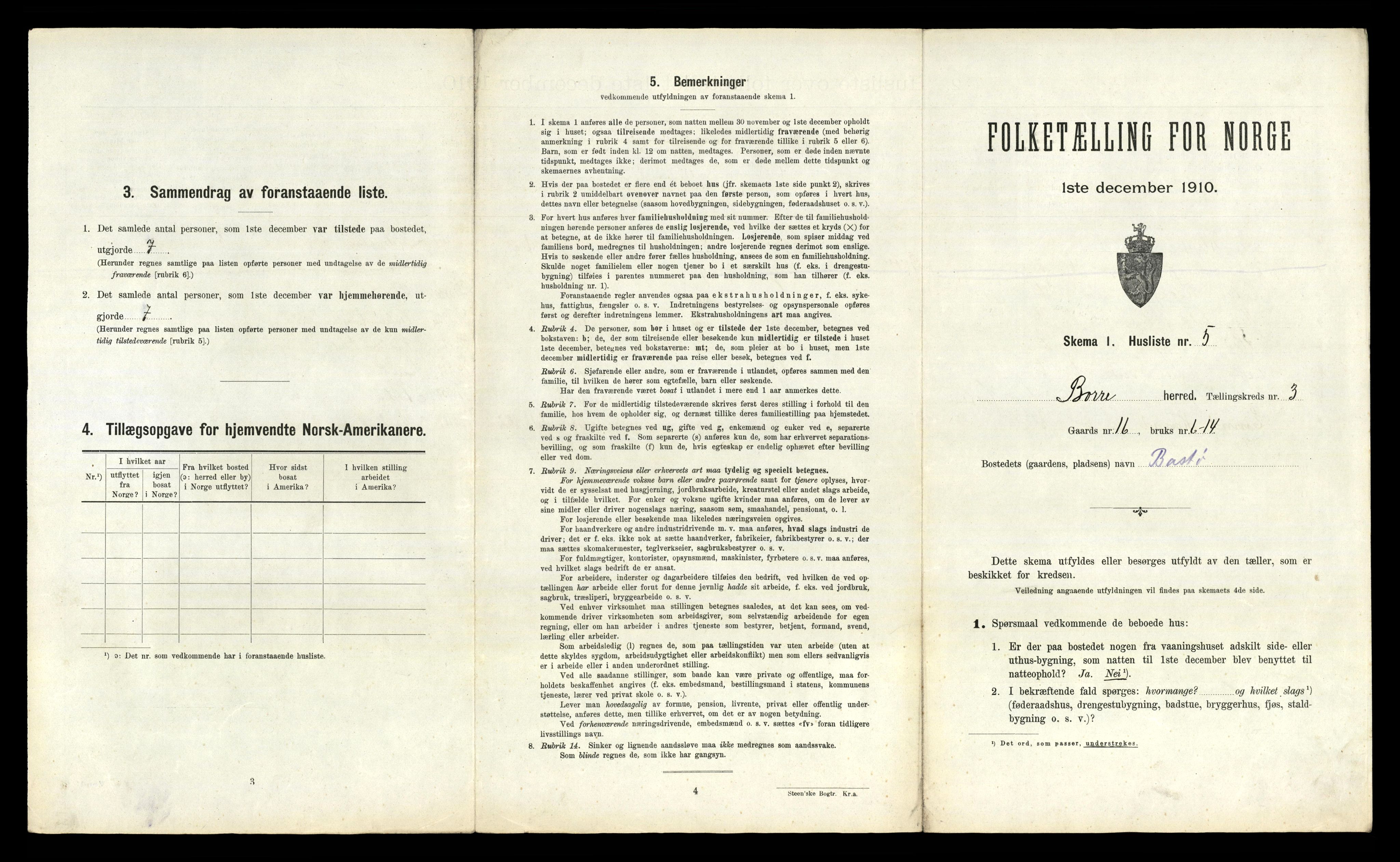 RA, 1910 census for Borre, 1910, p. 629