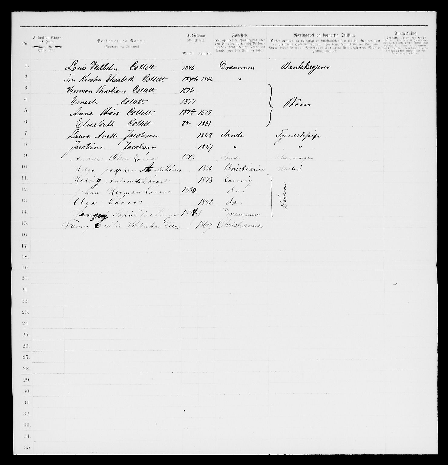 SAKO, 1885 census for 0602 Drammen, 1885, p. 2038