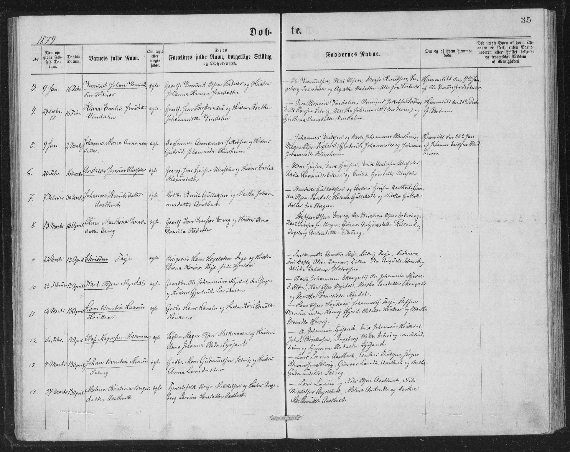 Åsane sokneprestembete, SAB/A-79401/H/Hab: Parish register (copy) no. A 1, 1870-1884, p. 35