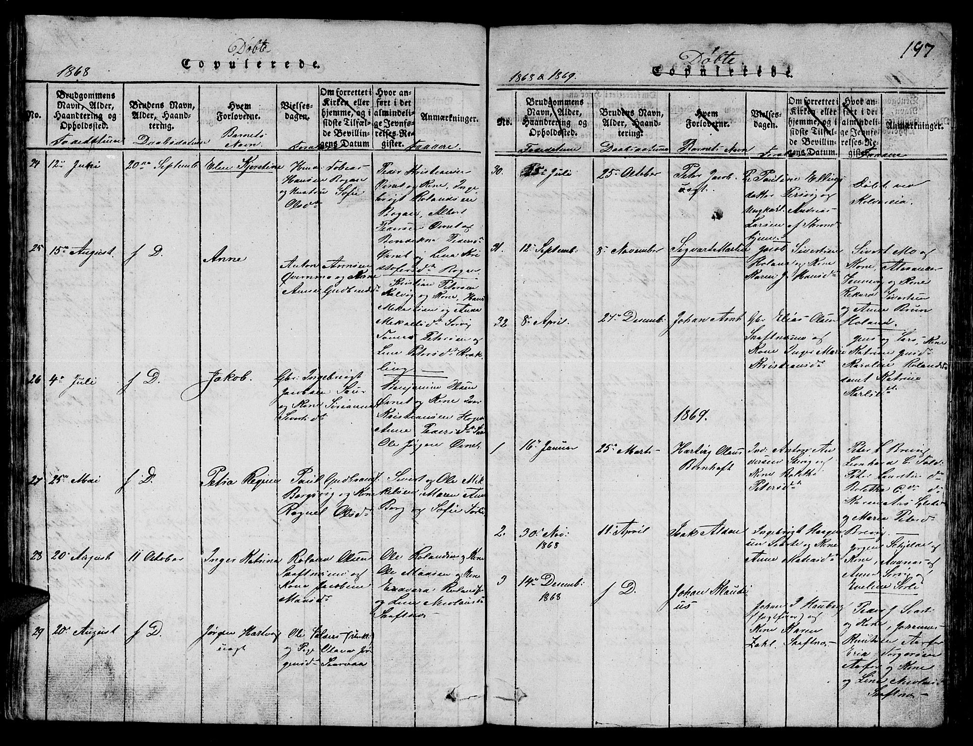 Ministerialprotokoller, klokkerbøker og fødselsregistre - Nord-Trøndelag, SAT/A-1458/780/L0648: Parish register (copy) no. 780C01 /3, 1815-1877, p. 197