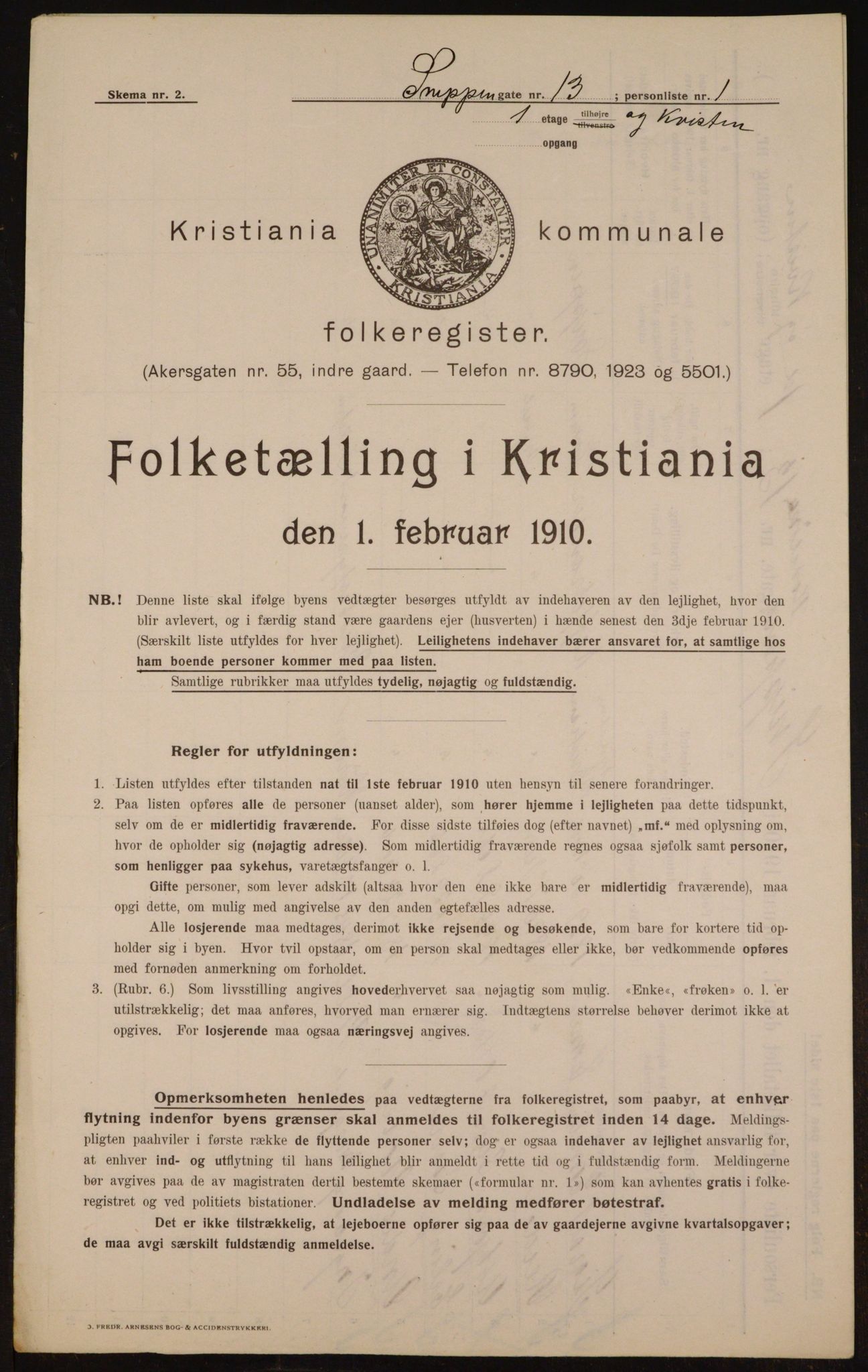 OBA, Municipal Census 1910 for Kristiania, 1910, p. 93492