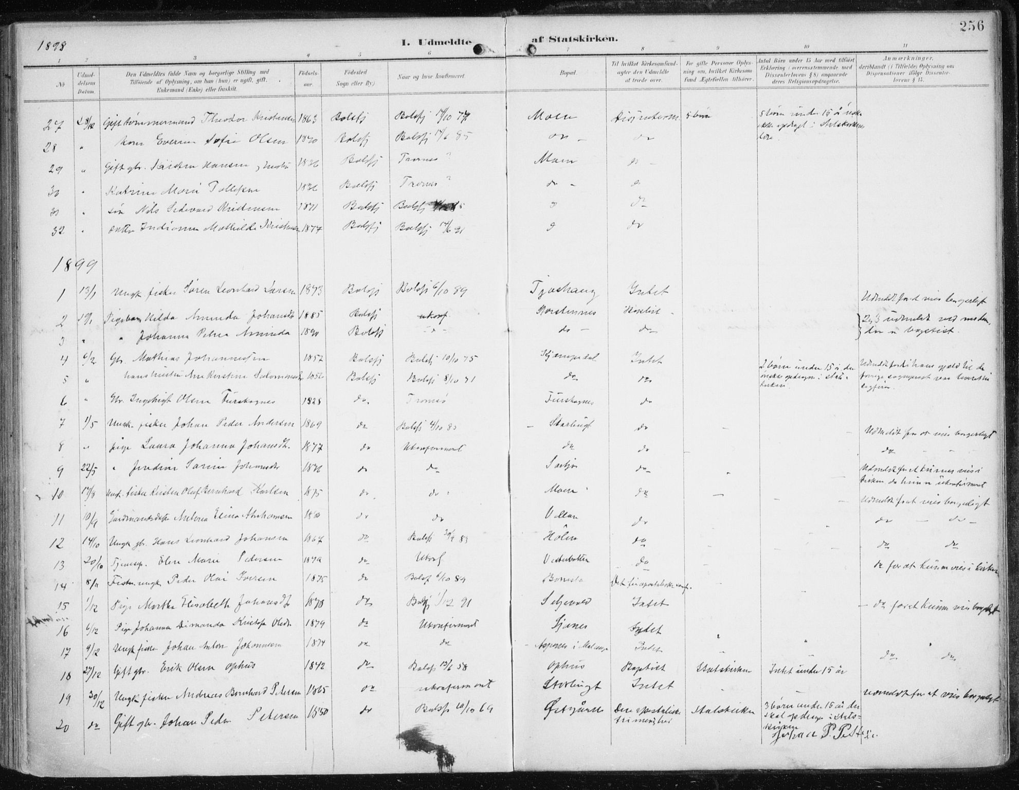 Balsfjord sokneprestembete, SATØ/S-1303/G/Ga/L0006kirke: Parish register (official) no. 6, 1897-1909, p. 256