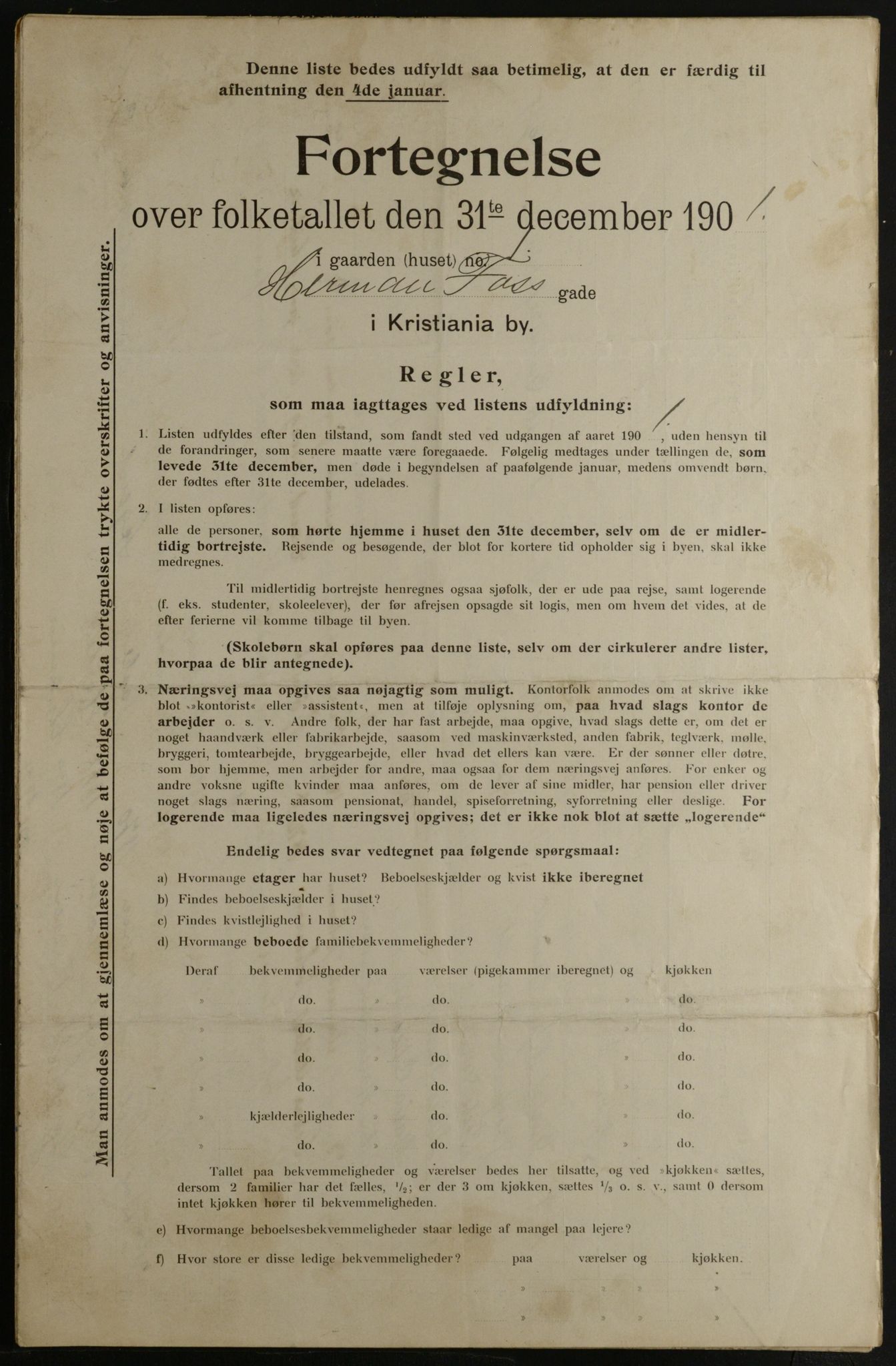 OBA, Municipal Census 1901 for Kristiania, 1901, p. 6126