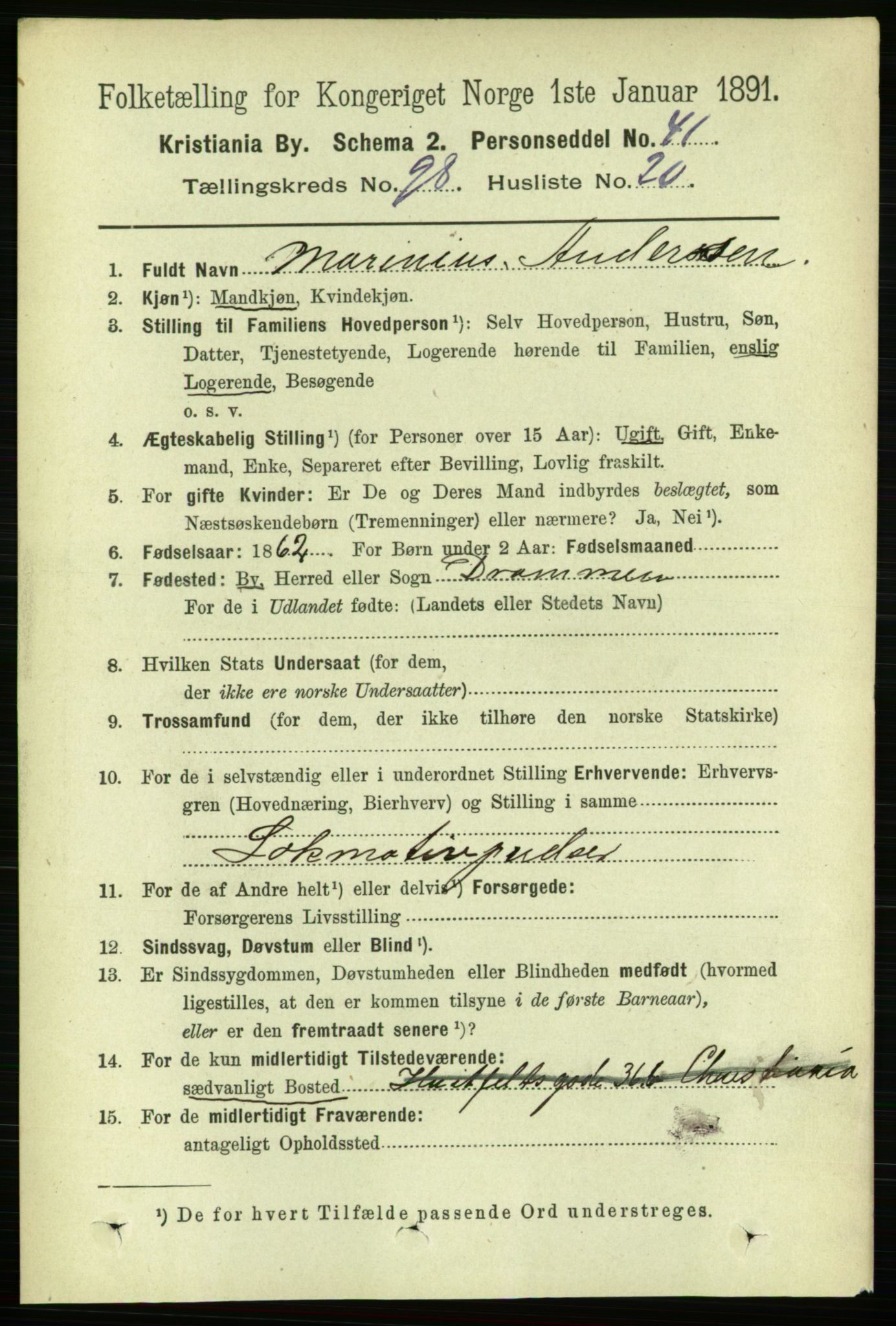 RA, 1891 census for 0301 Kristiania, 1891, p. 48369