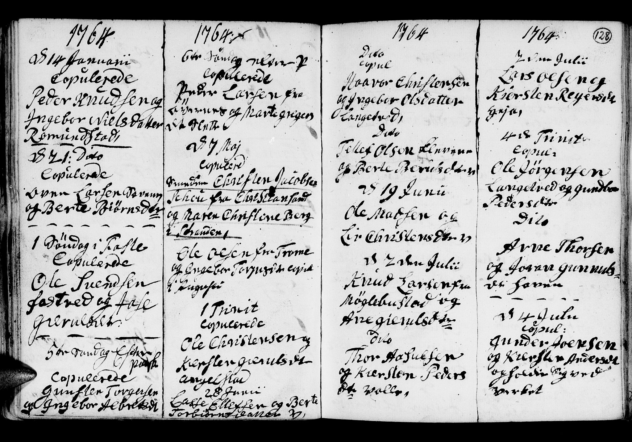 Holt sokneprestkontor, SAK/1111-0021/F/Fb/L0005: Parish register (copy) no. B 5, 1746-1764, p. 128