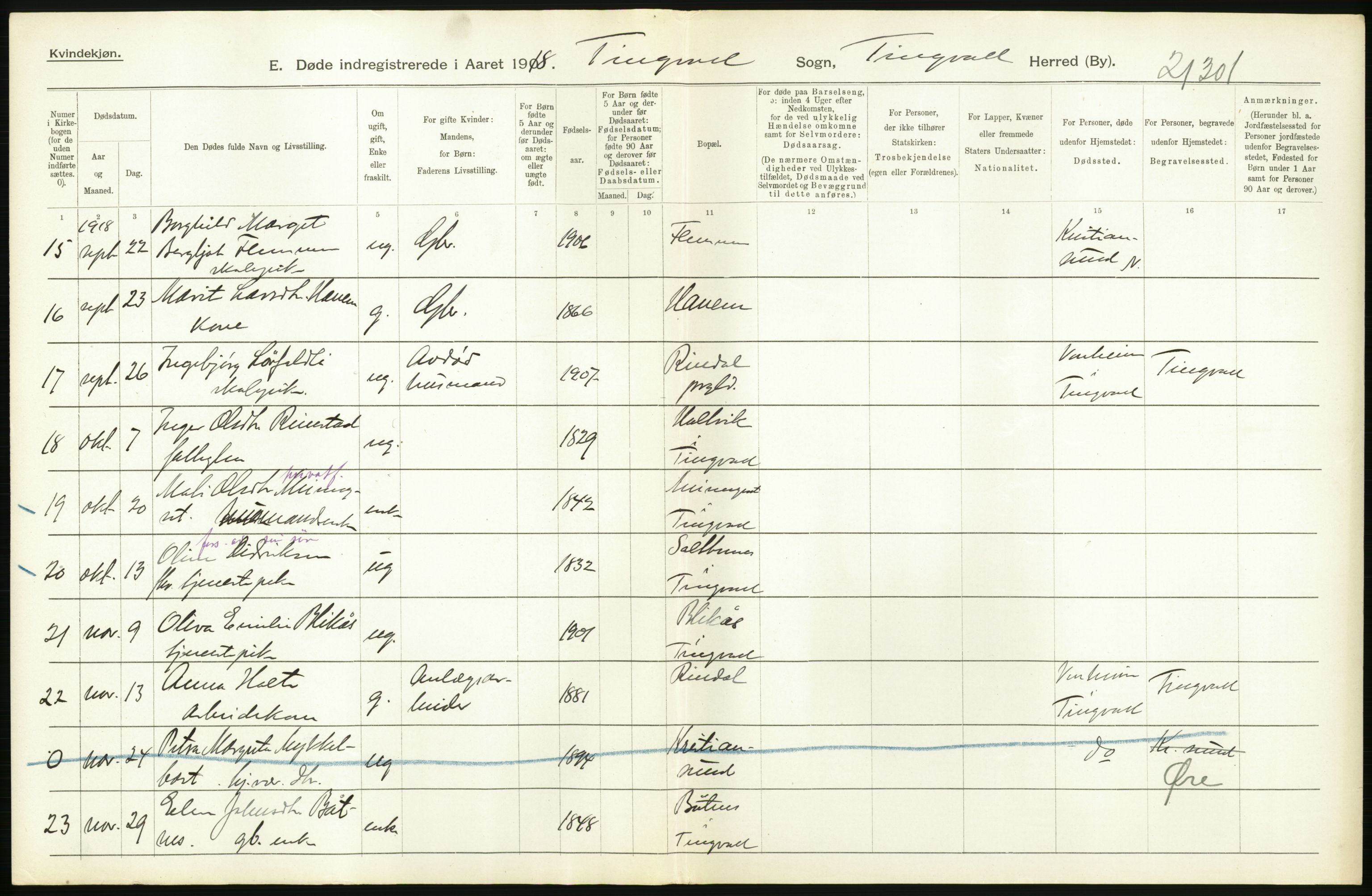 Statistisk sentralbyrå, Sosiodemografiske emner, Befolkning, AV/RA-S-2228/D/Df/Dfb/Dfbh/L0045: Møre fylke: Døde. Bygder og byer., 1918, p. 230