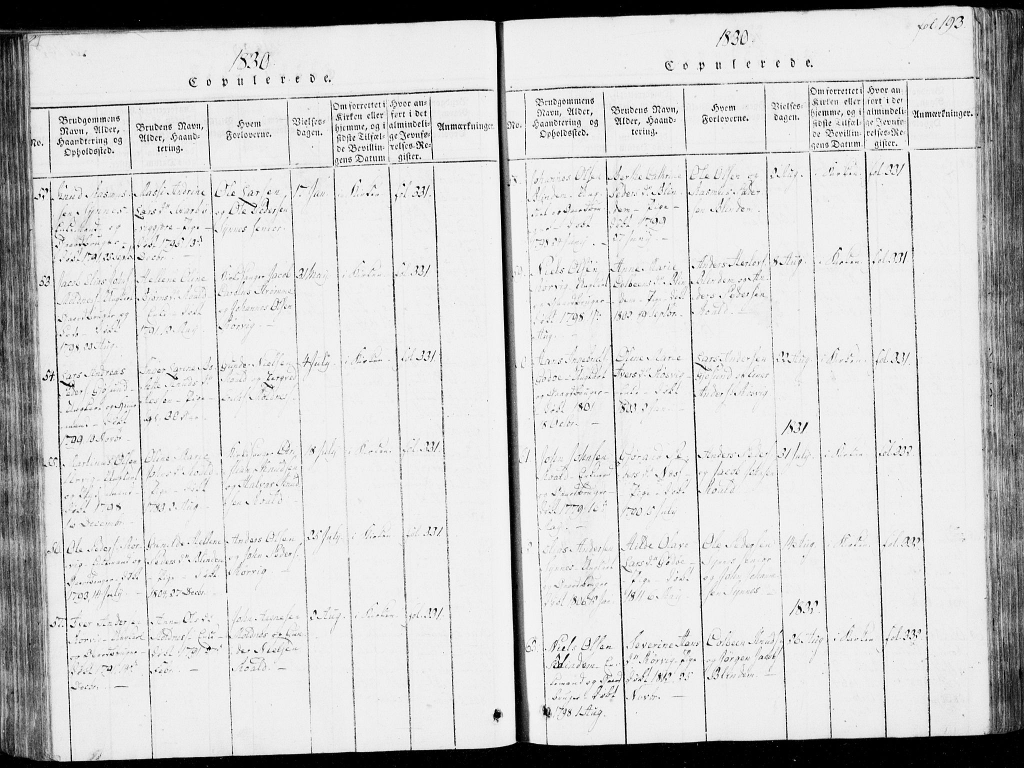 Ministerialprotokoller, klokkerbøker og fødselsregistre - Møre og Romsdal, SAT/A-1454/537/L0517: Parish register (official) no. 537A01, 1818-1862, p. 193
