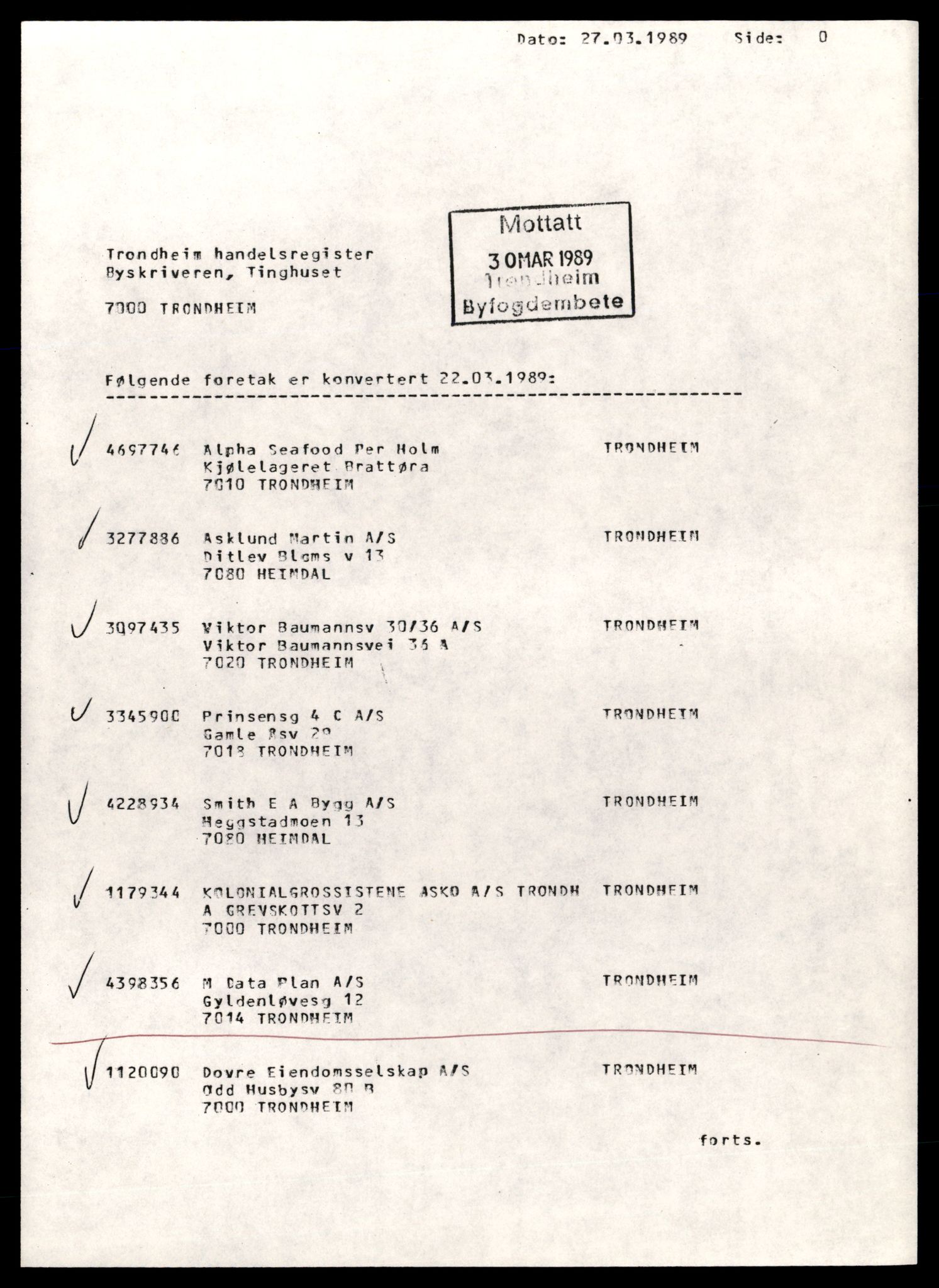 Trondheim byfogd, AV/SAT-A-0003/2/J/Jd/Jdd/L0033: Aksjeselskap, Md-Mi, 1944-1990, p. 1