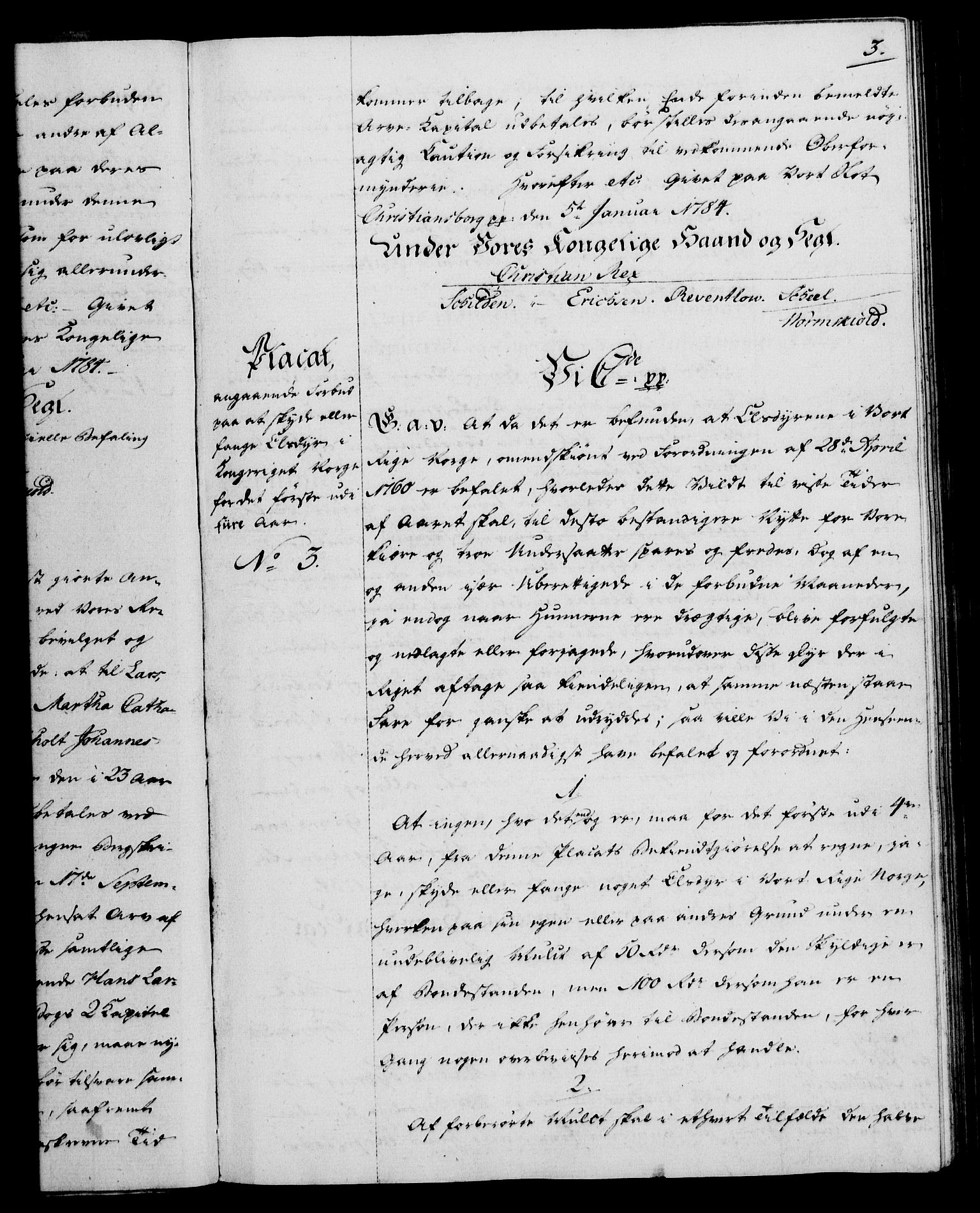 Rentekammeret, Kammerkanselliet, RA/EA-3111/G/Gg/Gga/L0013: Norsk ekspedisjonsprotokoll med register (merket RK 53.13), 1784-1787, p. 3