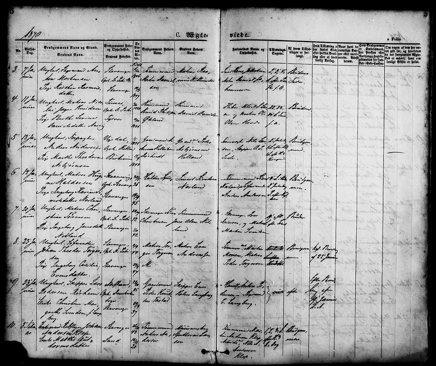 St. Petri sokneprestkontor, AV/SAST-A-101813/001/30/30BA/L0010: Parish register (official) no. A 10, 1869-1878, p. 5