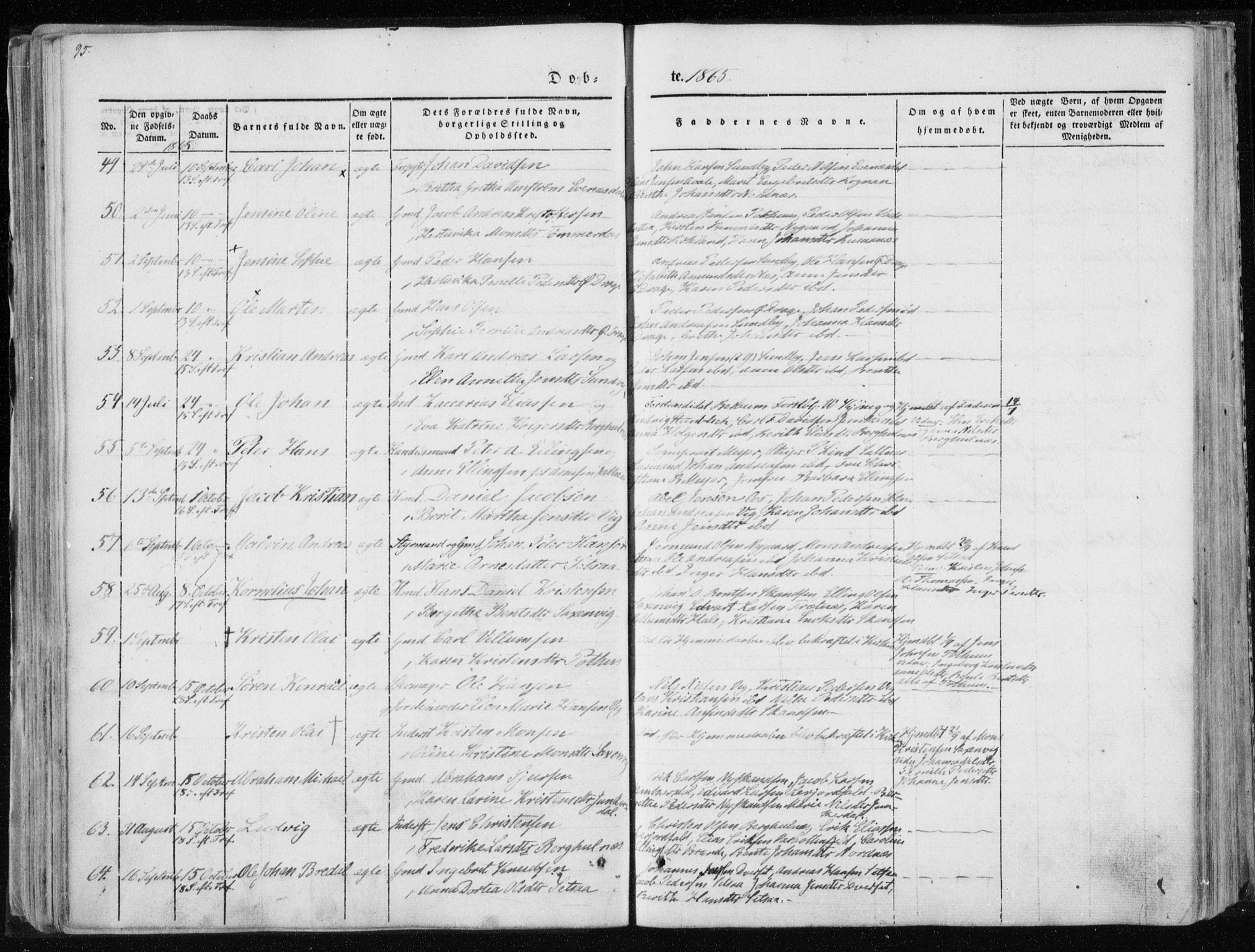 Ministerialprotokoller, klokkerbøker og fødselsregistre - Nordland, AV/SAT-A-1459/847/L0666: Parish register (official) no. 847A06, 1842-1871, p. 95