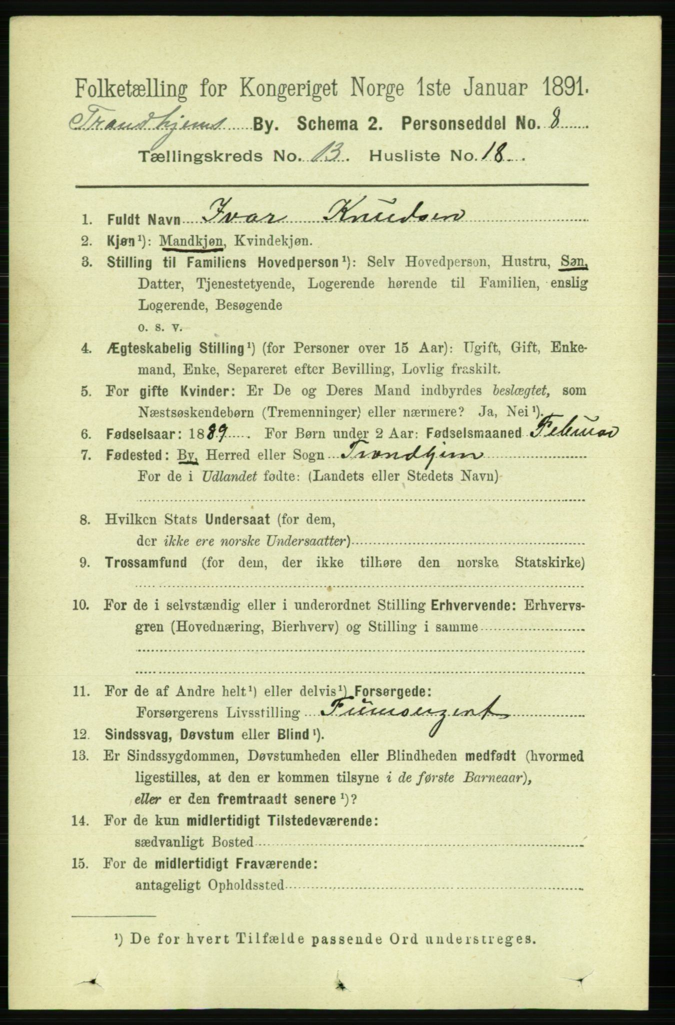 RA, 1891 census for 1601 Trondheim, 1891, p. 10422