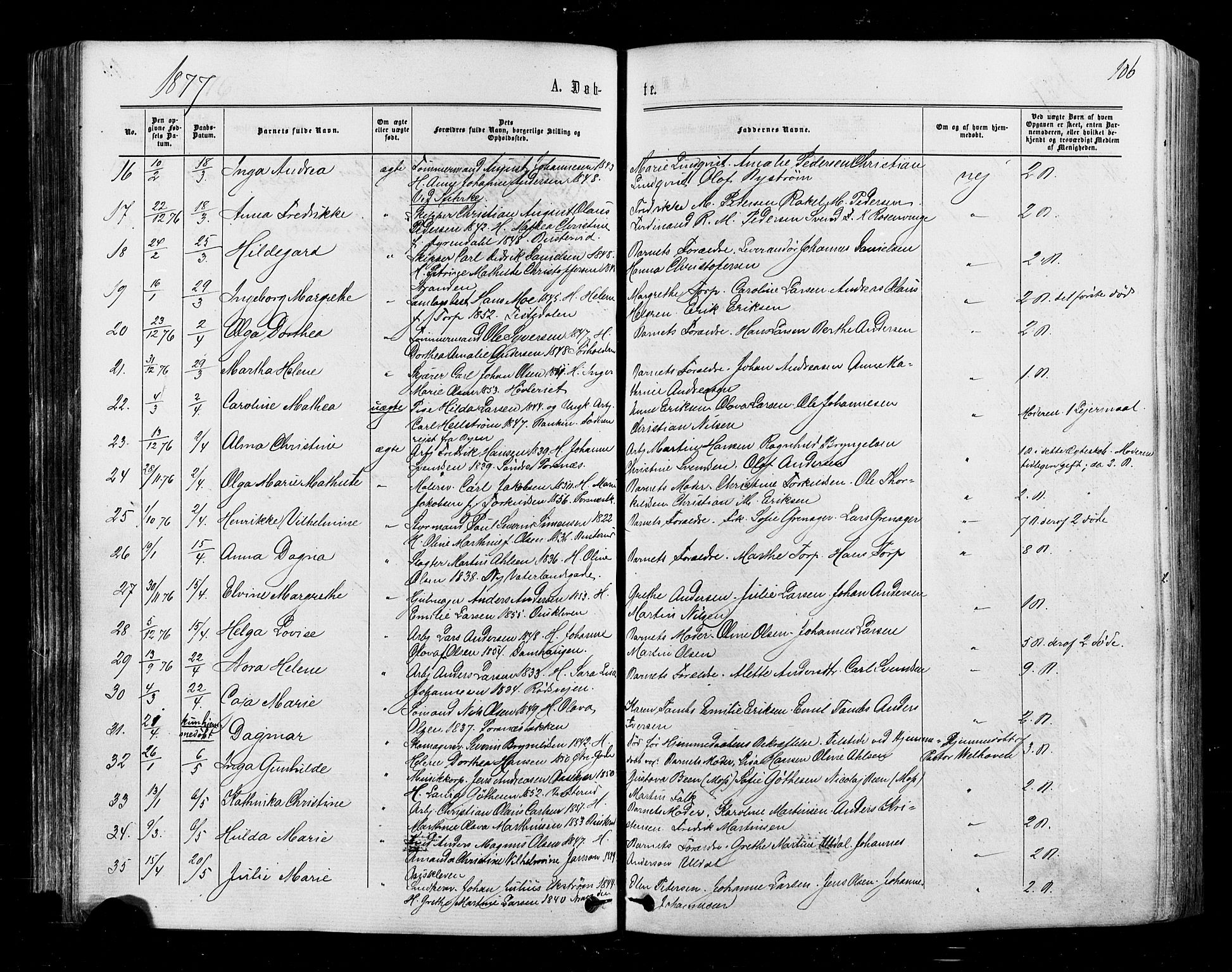 Halden prestekontor Kirkebøker, AV/SAO-A-10909/F/Fa/L0009: Parish register (official) no. I 9, 1866-1877, p. 106