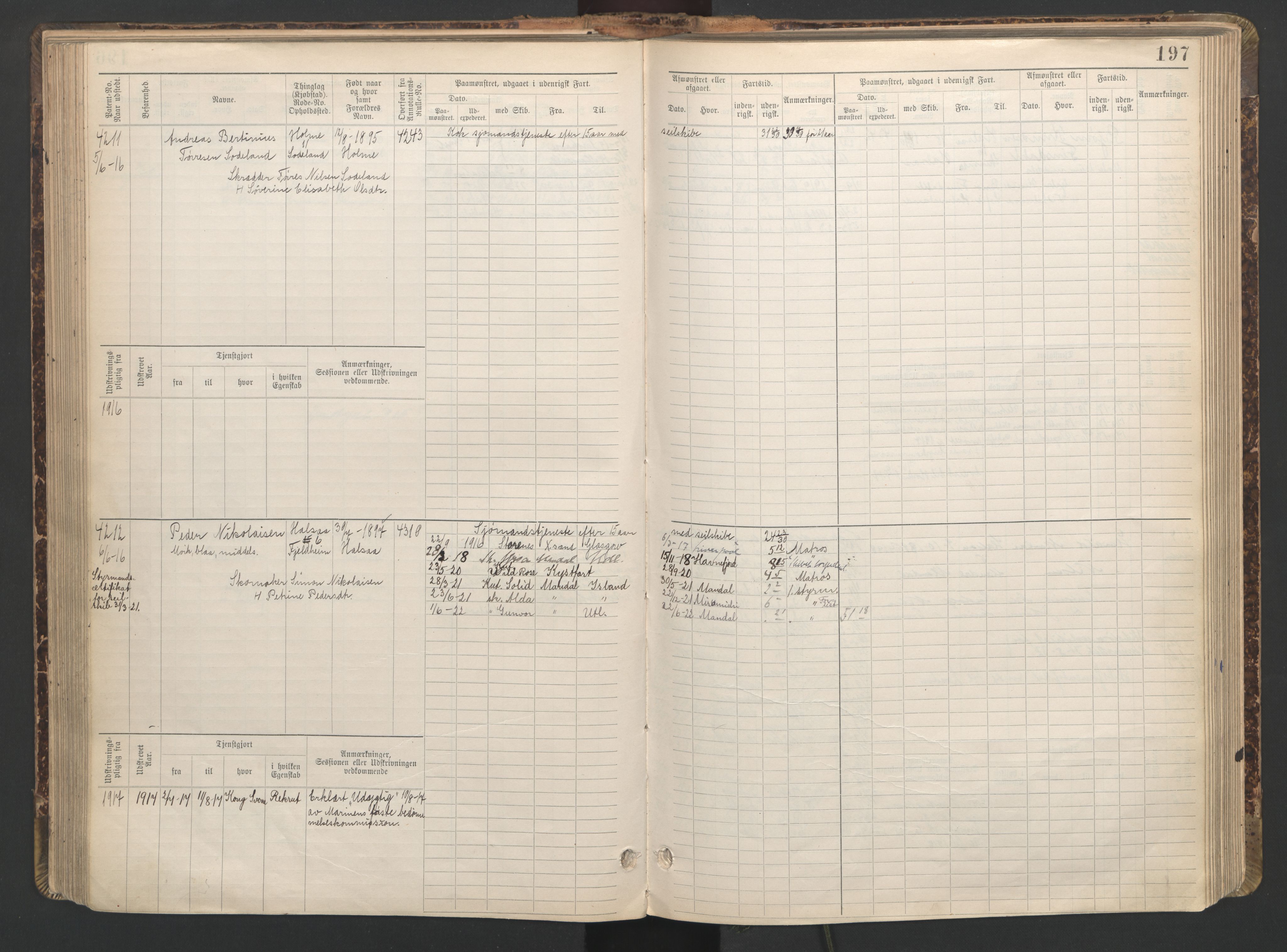 Mandal mønstringskrets, SAK/2031-0016/F/Fb/L0016: Hovedrulle nr 3820-4582, Y-25, 1898-1948, p. 198