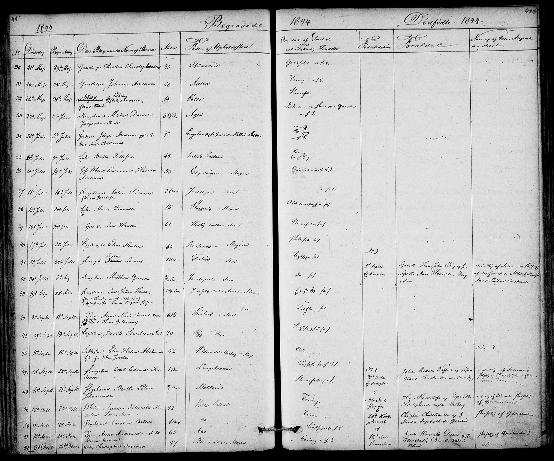 Sem kirkebøker, SAKO/A-5/F/Fa/L0006: Parish register (official) no. I 6, 1843-1855, p. 441-442