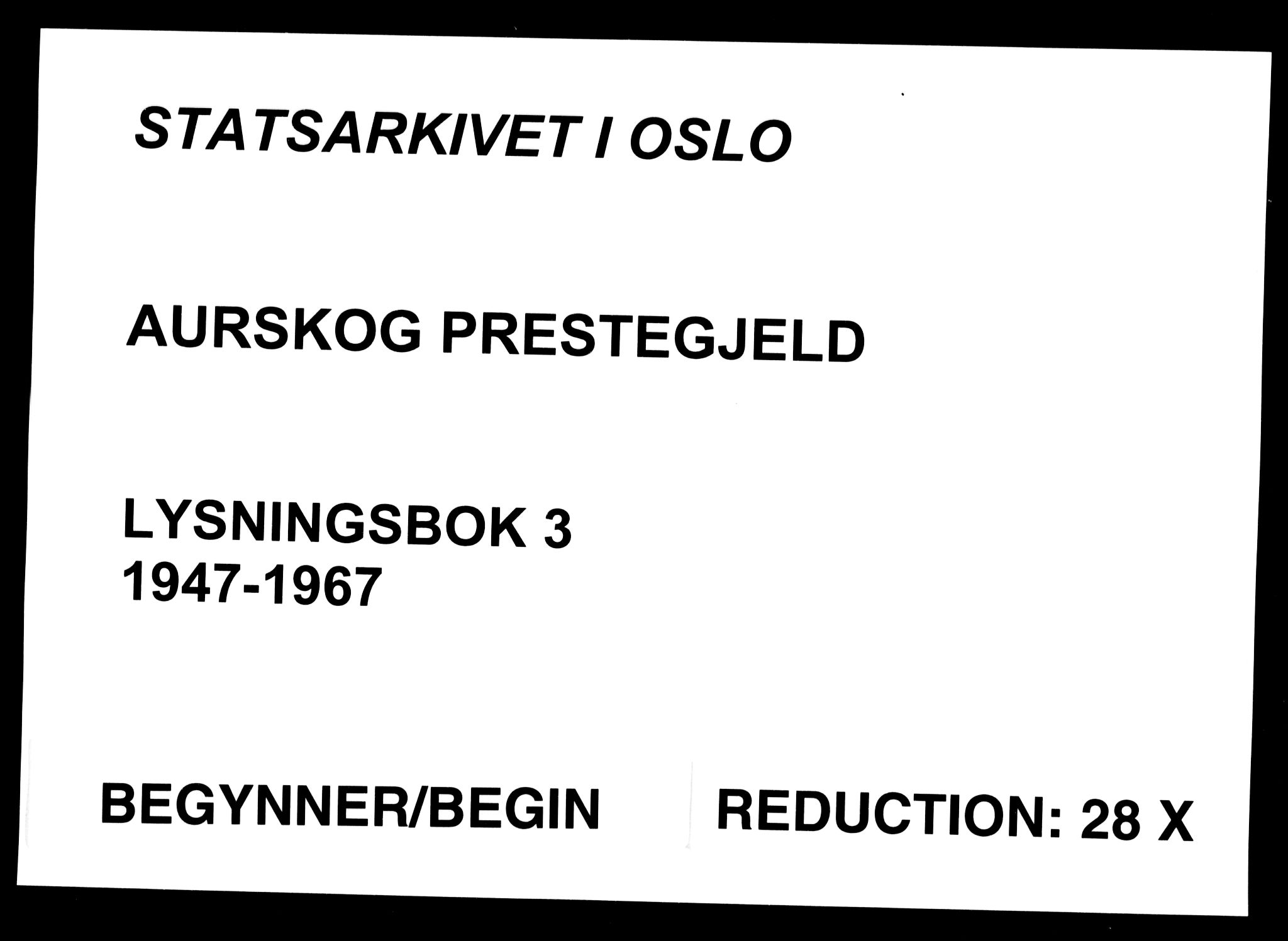 Aurskog prestekontor Kirkebøker, SAO/A-10304a/H/Ha/L0003: Banns register no. 3, 1947-1967