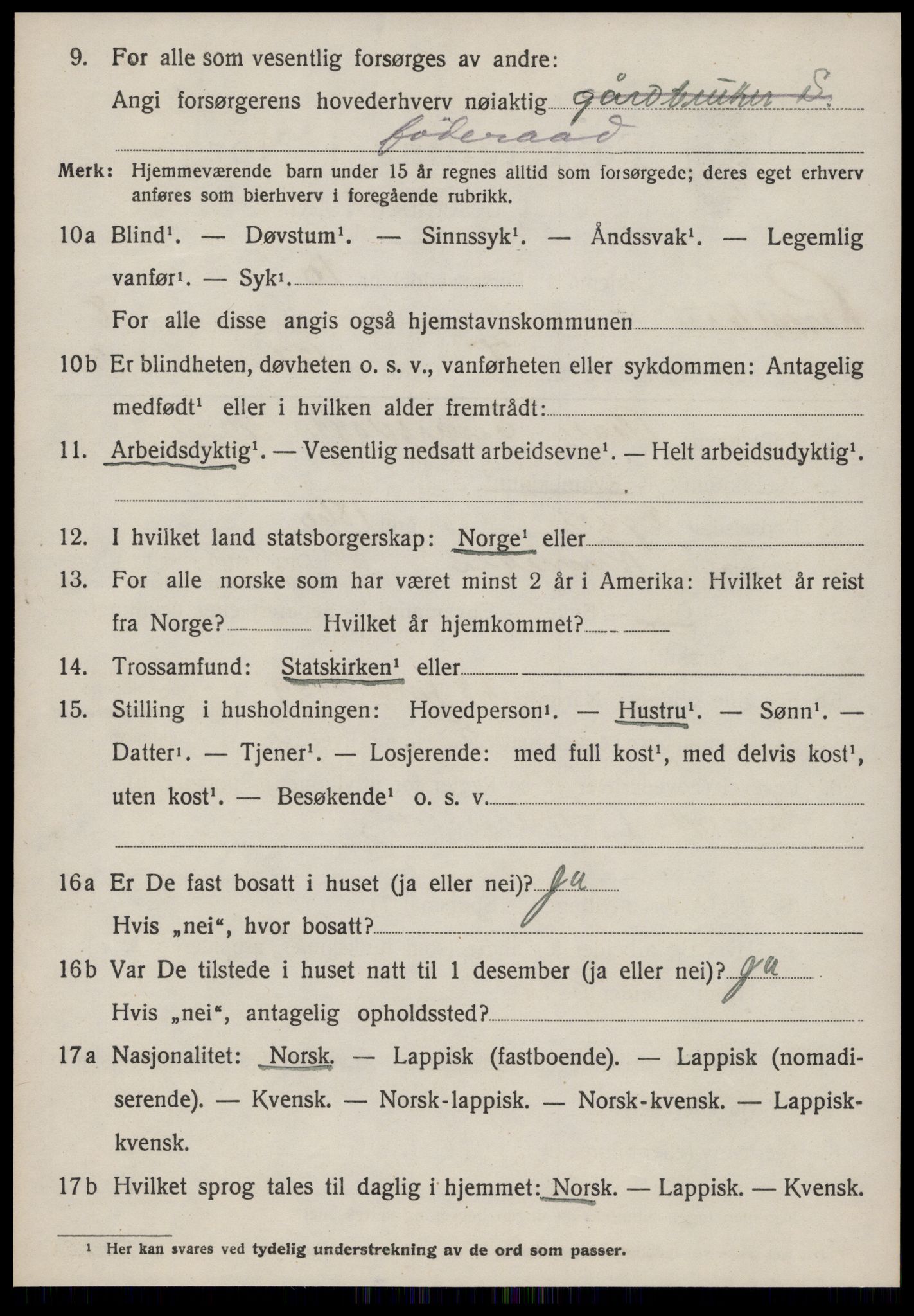 SAT, 1920 census for Rennebu, 1920, p. 5341