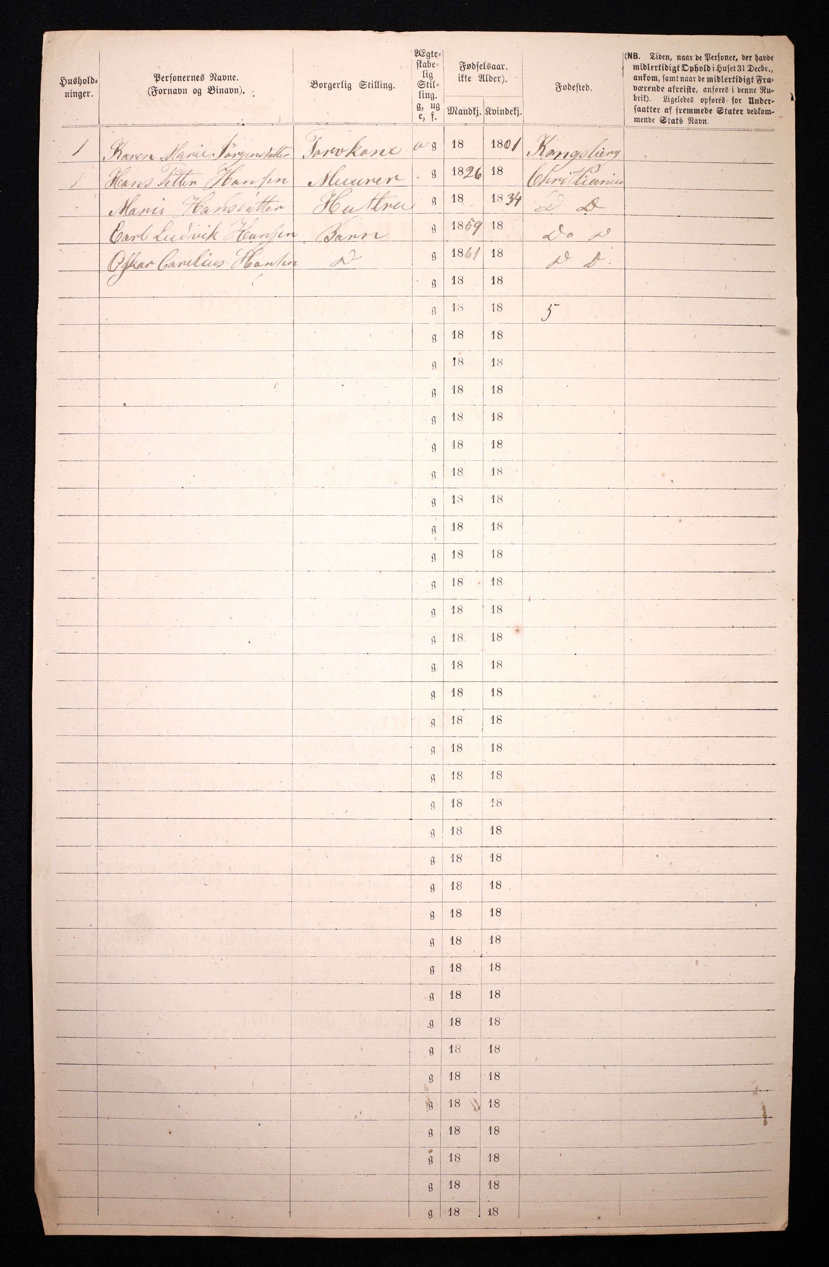 RA, 1870 census for 0301 Kristiania, 1870, p. 834