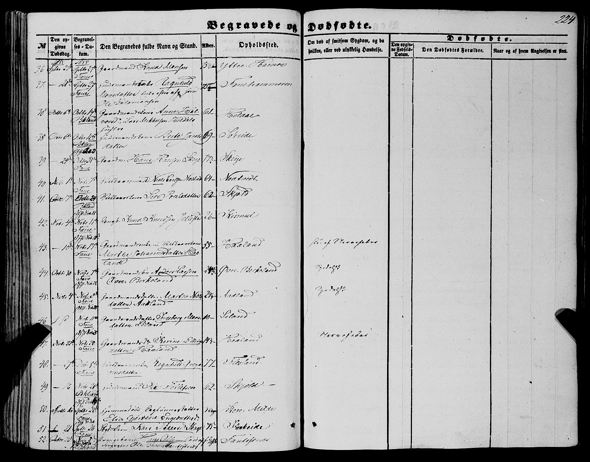 Fana Sokneprestembete, SAB/A-75101/H/Haa/Haaa/L0011: Parish register (official) no. A 11, 1851-1862, p. 224