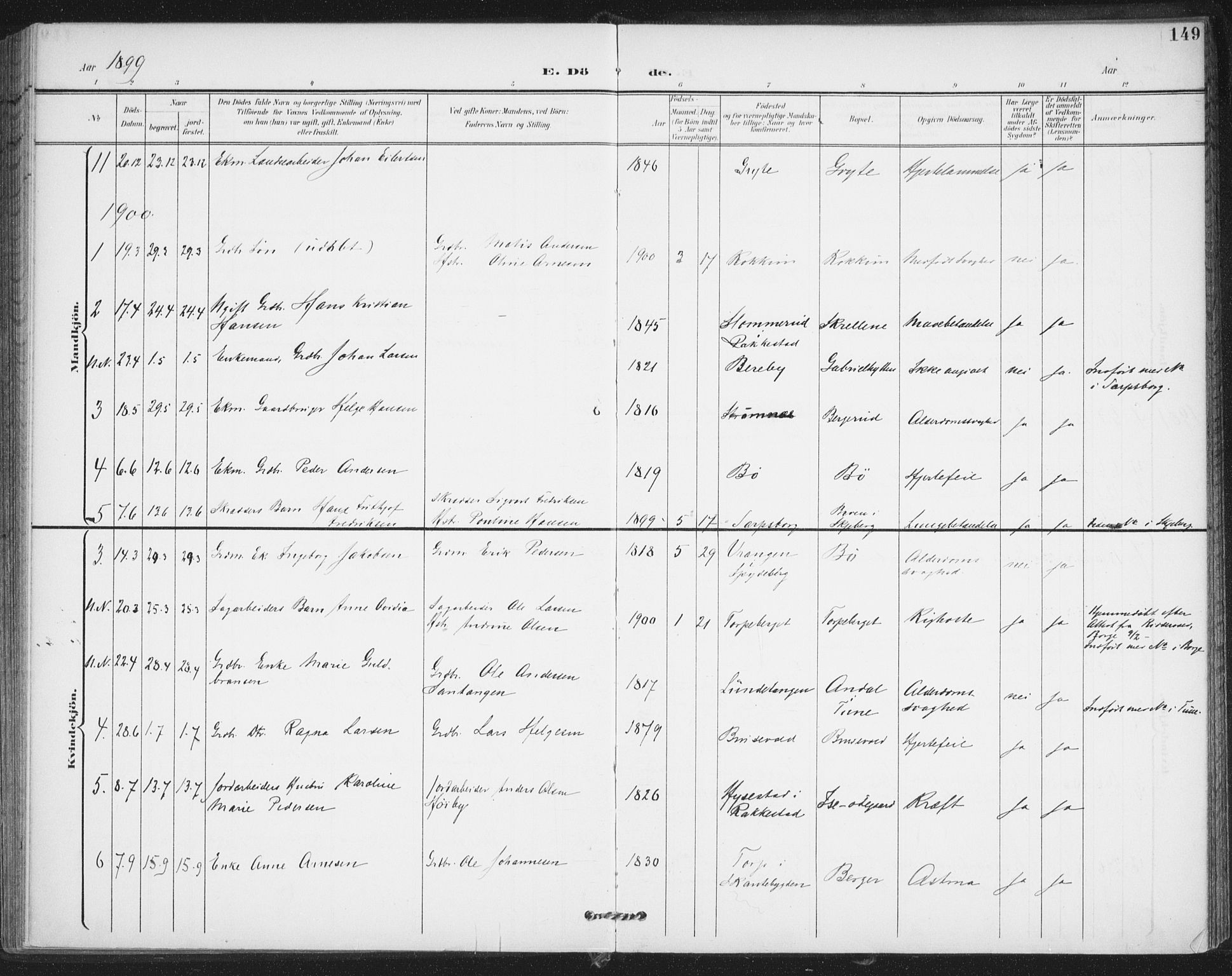 Varteig prestekontor Kirkebøker, AV/SAO-A-10447a/F/Fa/L0003: Parish register (official) no. 3, 1899-1919, p. 149