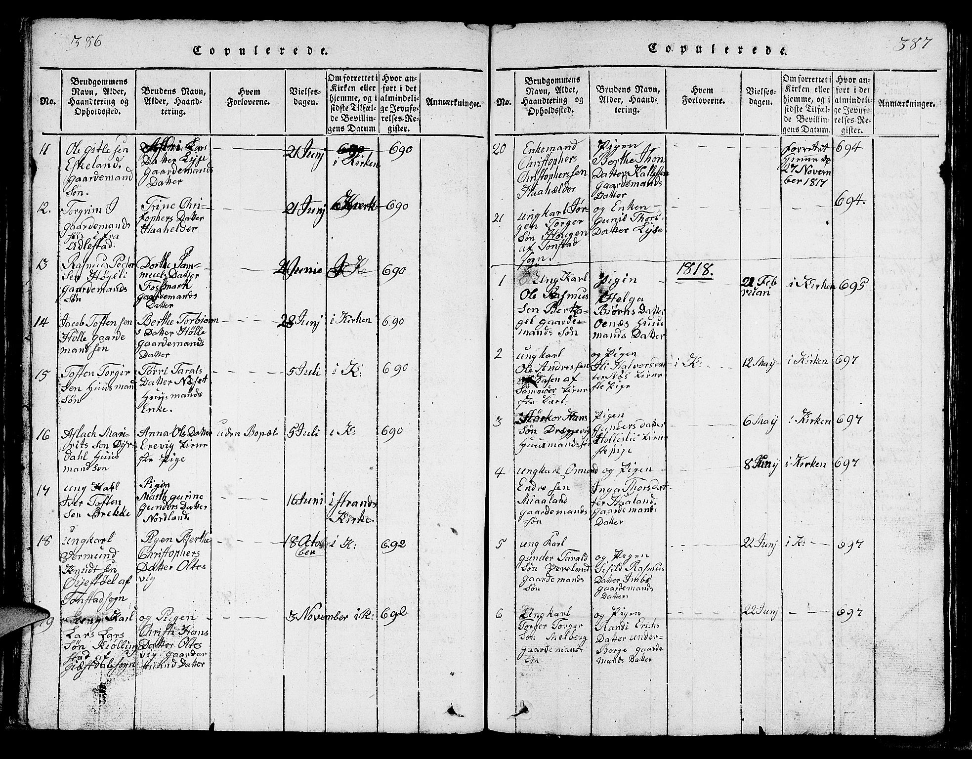 Strand sokneprestkontor, SAST/A-101828/H/Ha/Hab/L0002: Parish register (copy) no. B 2, 1816-1854, p. 386-387