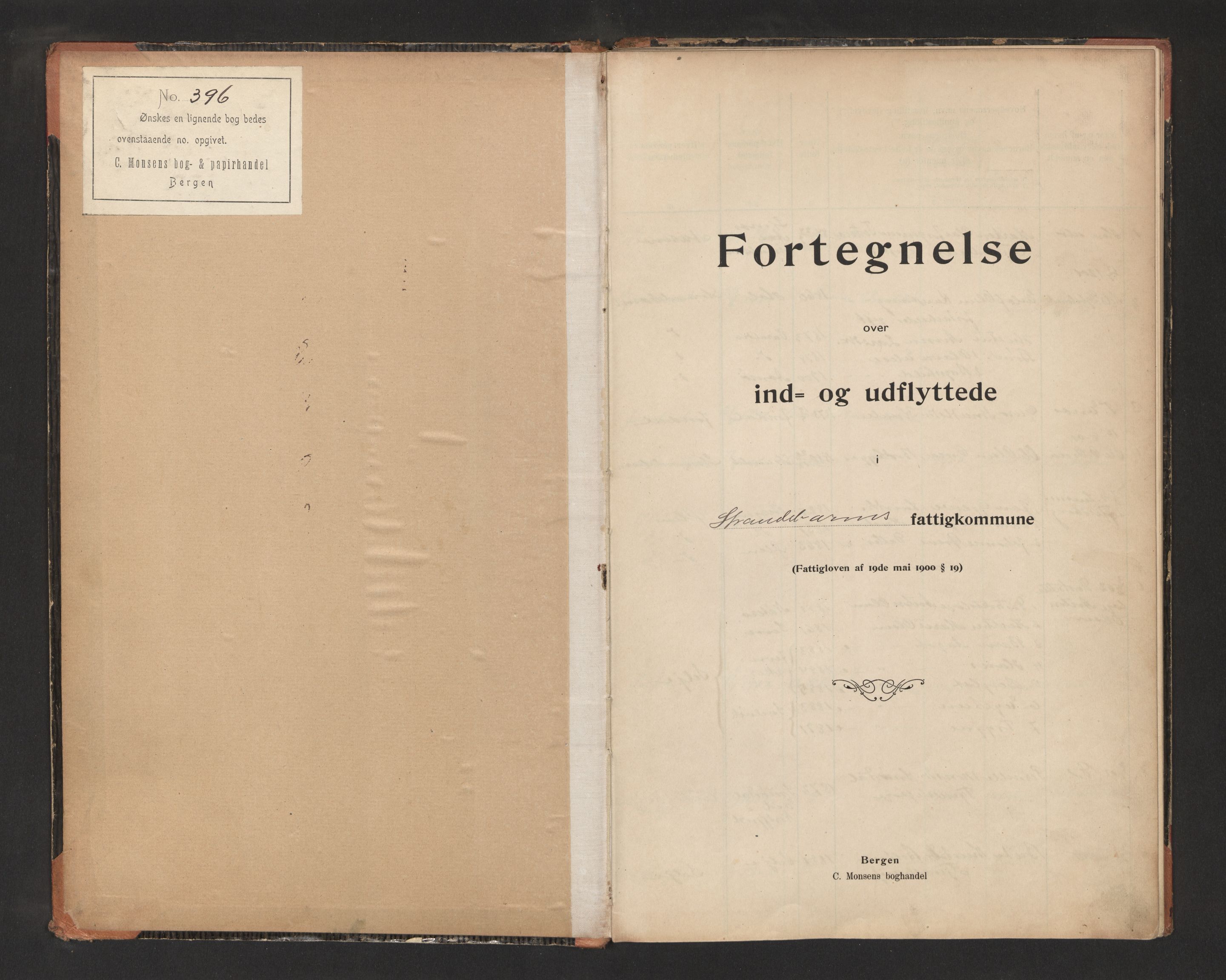 Lensmannen i Strandebarm, AV/SAB-A-35101/0020/L0001: Protokoll over inn- og utflytte, 1901-1927