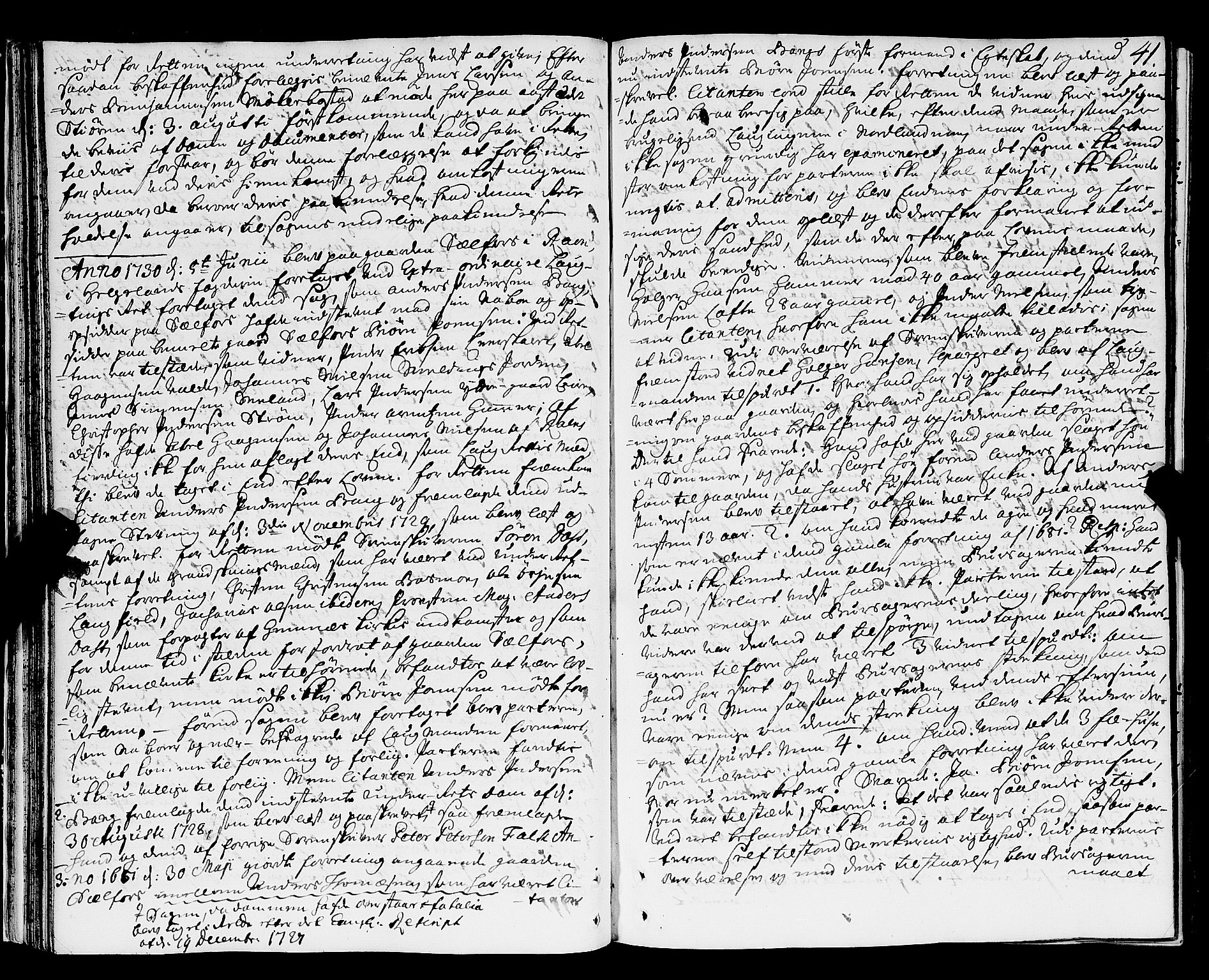 Nordland og Finnmarks lagstol, AV/SAT-A-5608/X/L0006: Justisprotokoll, 1730-1740, p. 40b-41a