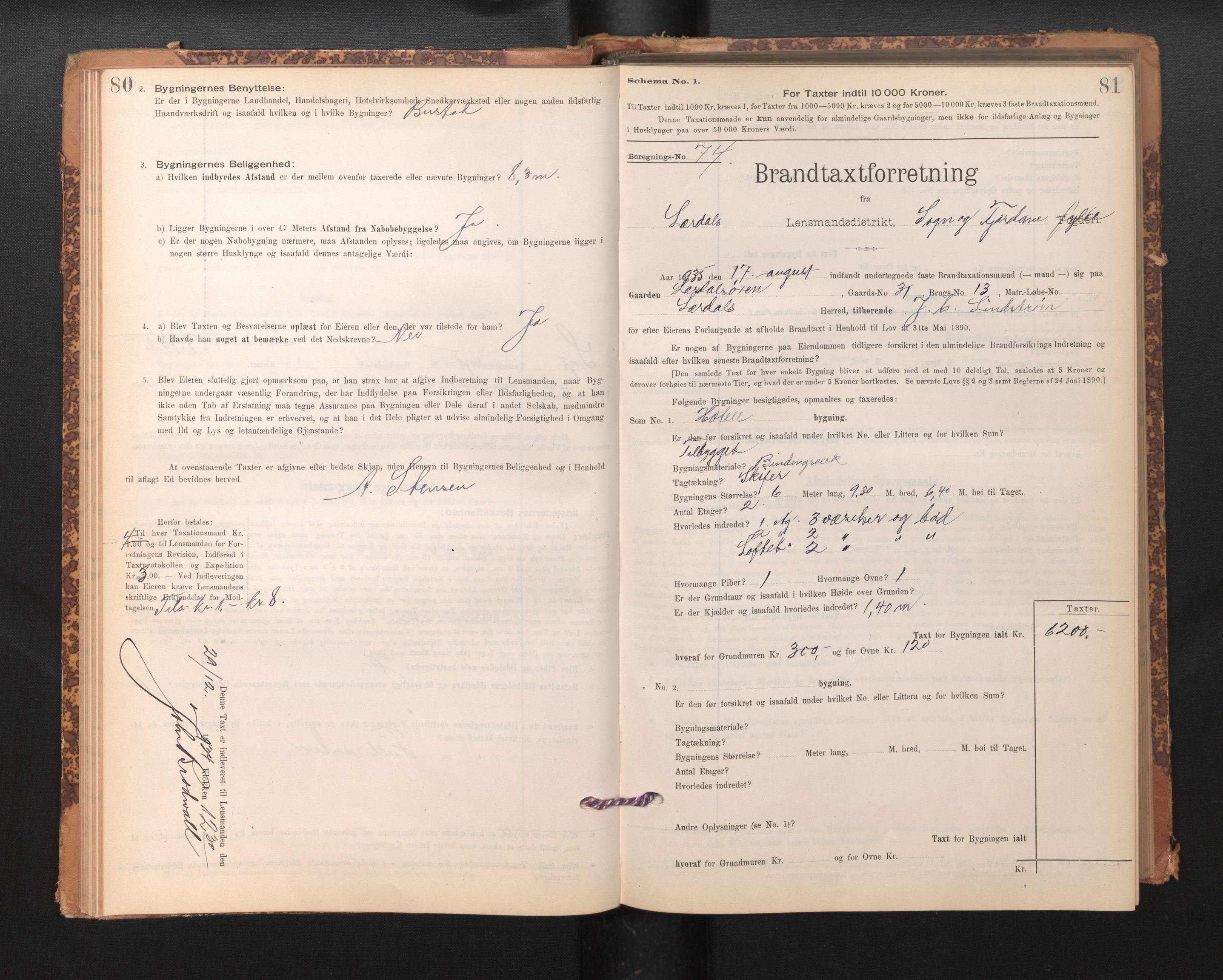 Lensmannen i Lærdal, AV/SAB-A-29401/0012/L0006: Branntakstprotokoll, skjematakst, 1896-1947, p. 80-81