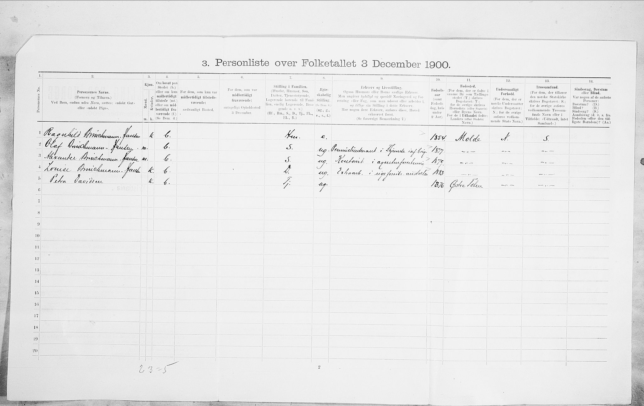 SAO, 1900 census for Kristiania, 1900, p. 87256