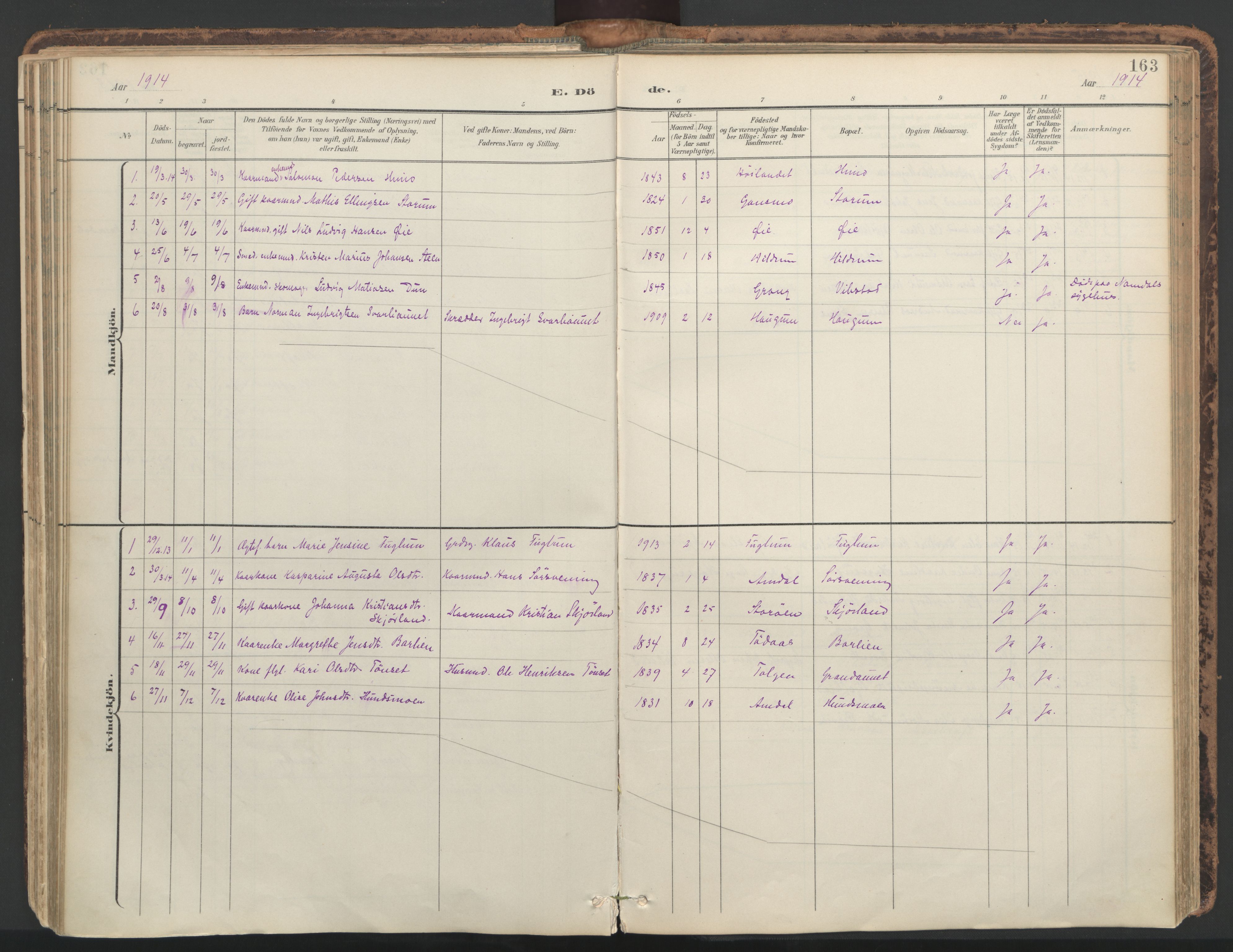 Ministerialprotokoller, klokkerbøker og fødselsregistre - Nord-Trøndelag, SAT/A-1458/764/L0556: Parish register (official) no. 764A11, 1897-1924, p. 163