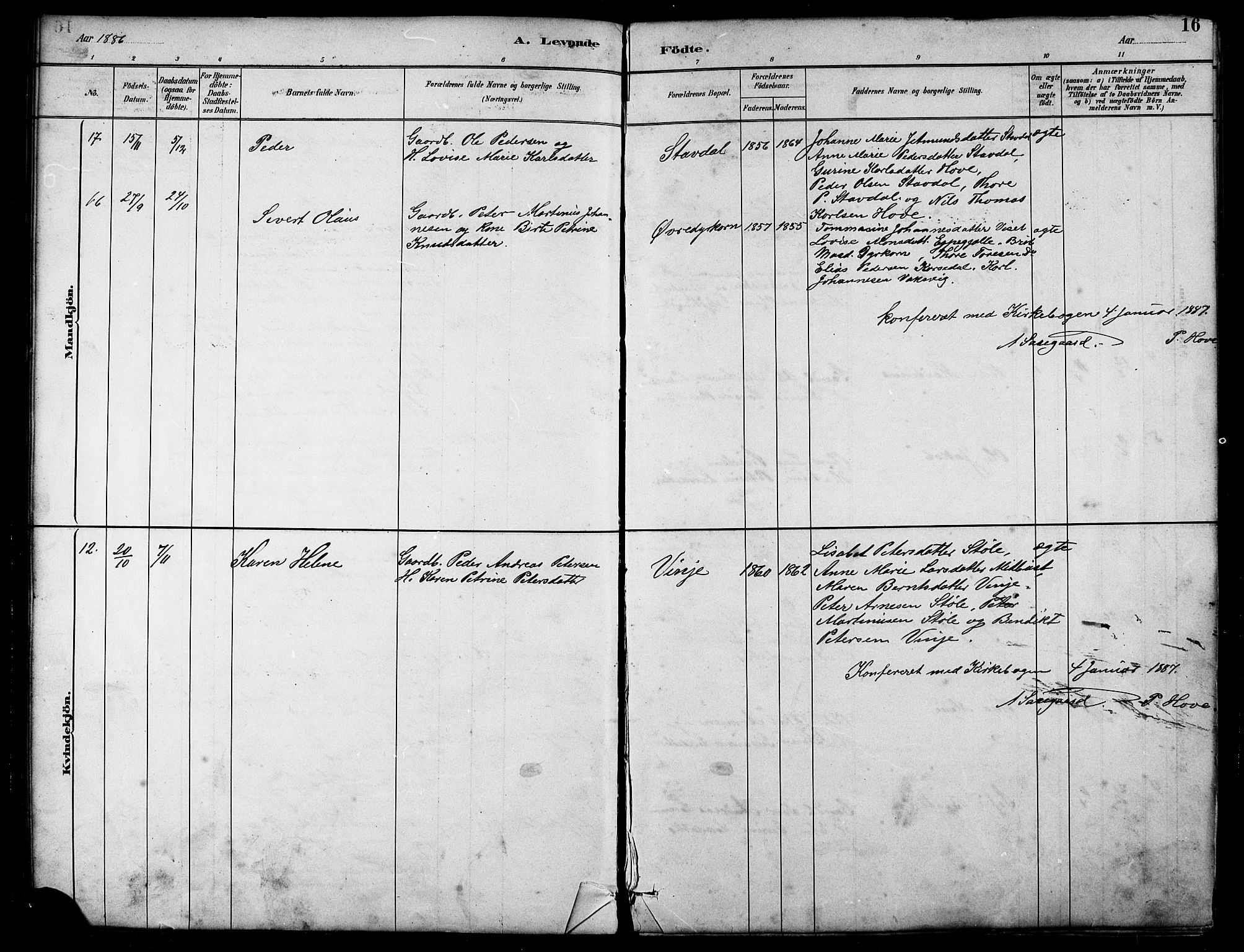 Ministerialprotokoller, klokkerbøker og fødselsregistre - Møre og Romsdal, SAT/A-1454/521/L0302: Parish register (copy) no. 521C03, 1882-1907, p. 16