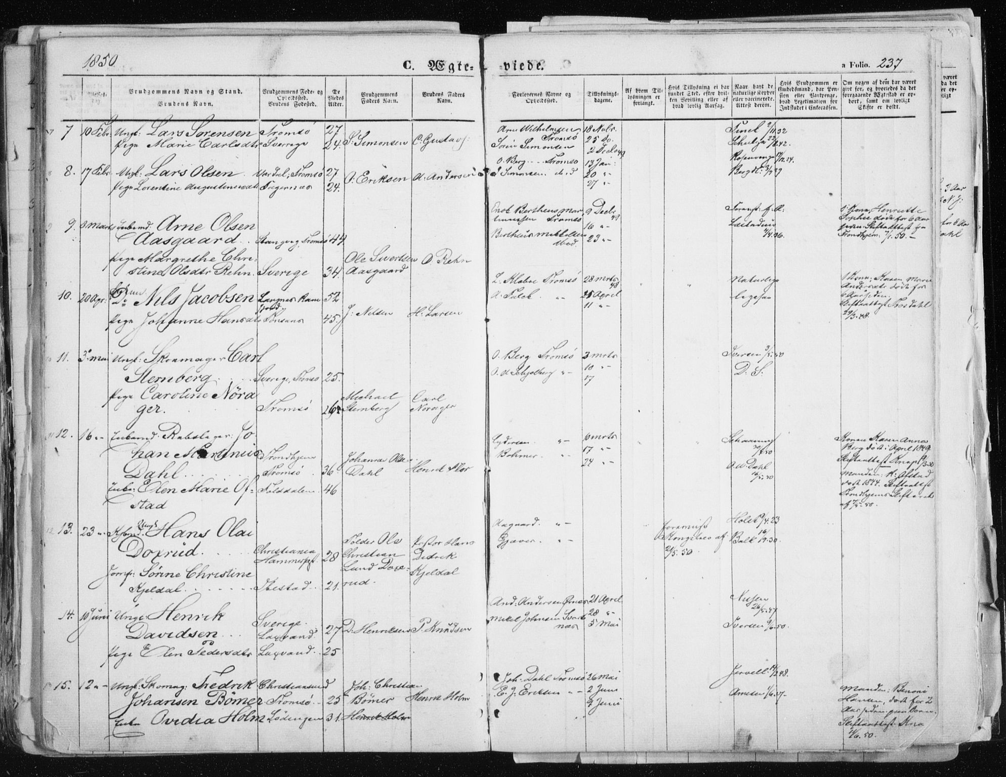 Tromsø sokneprestkontor/stiftsprosti/domprosti, AV/SATØ-S-1343/G/Ga/L0010kirke: Parish register (official) no. 10, 1848-1855, p. 237