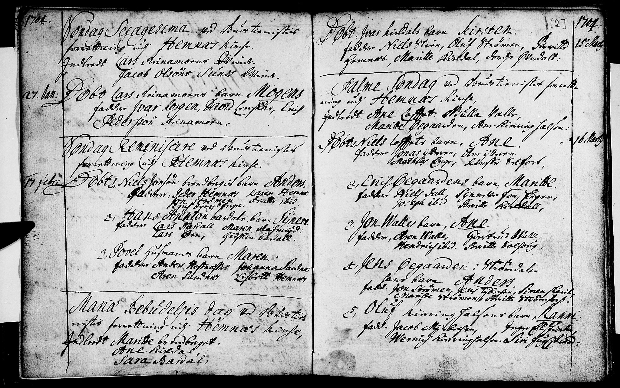Ministerialprotokoller, klokkerbøker og fødselsregistre - Nordland, SAT/A-1459/825/L0345: Parish register (official) no. 825A01, 1704-1728, p. 2