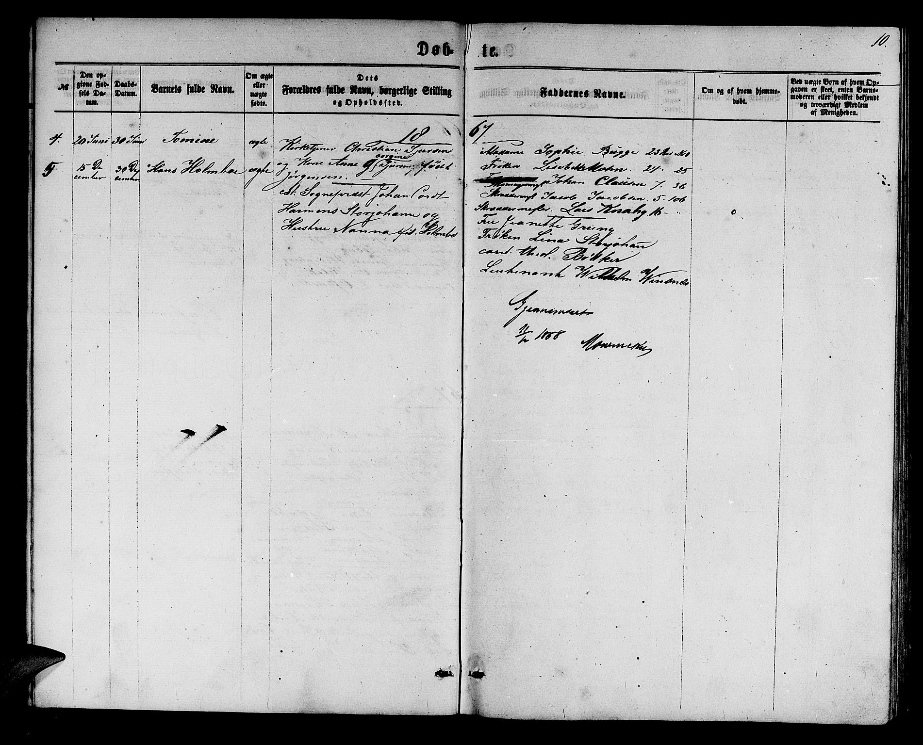 Mariakirken Sokneprestembete, SAB/A-76901/H/Hab/L0003: Parish register (copy) no. A 3, 1862-1877, p. 10