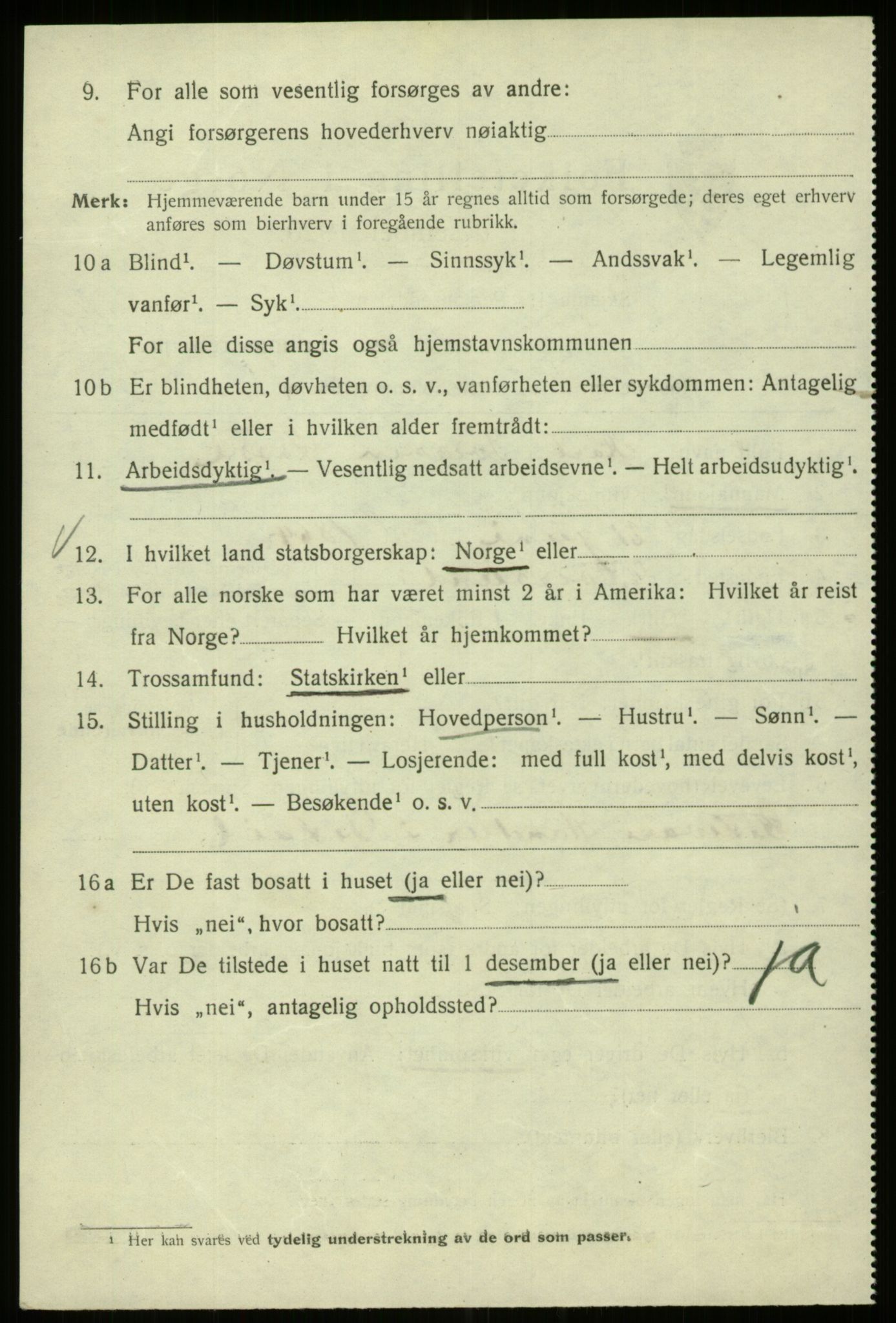 SAB, 1920 census for Bergen, 1920, p. 111801