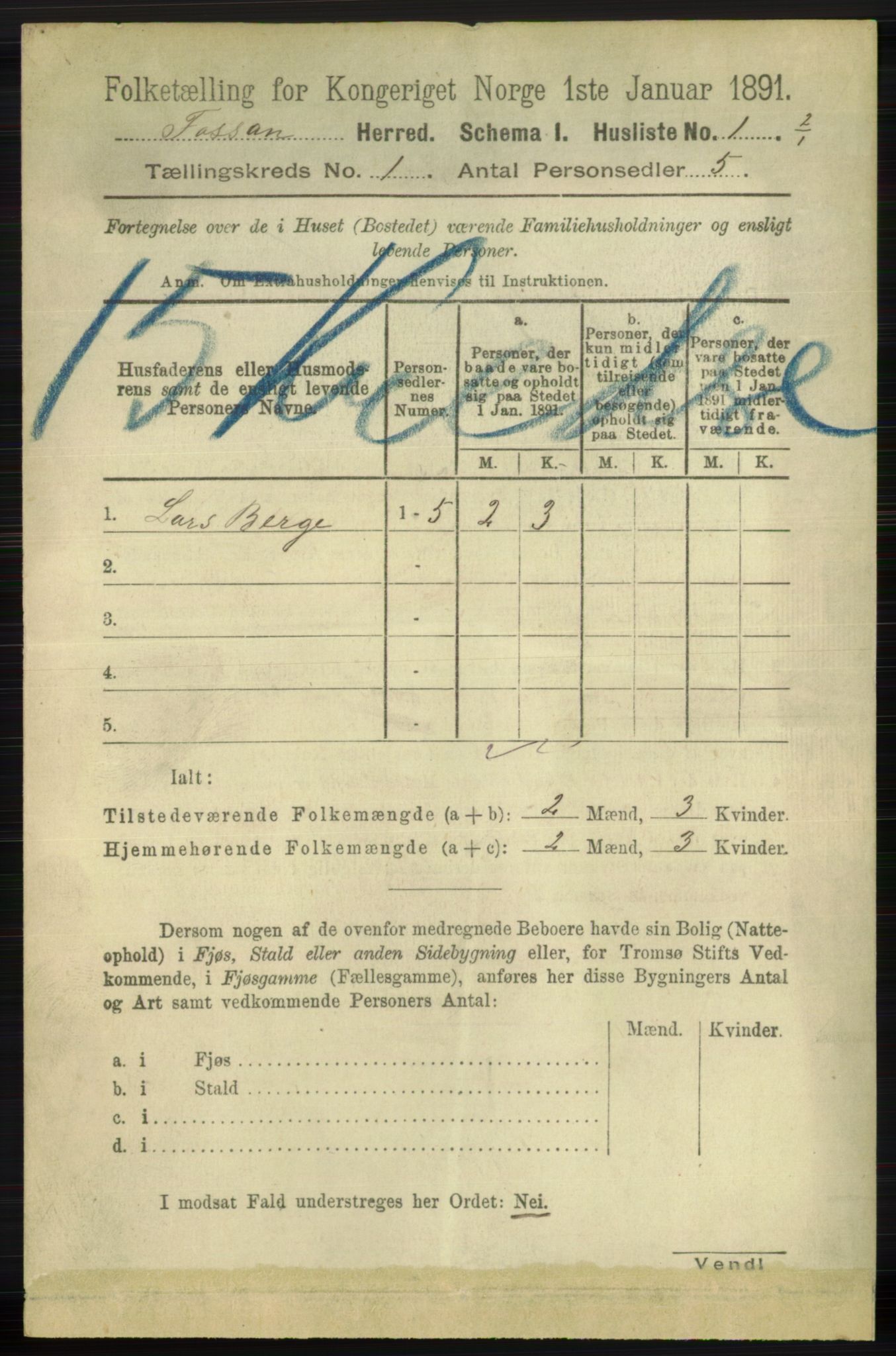 RA, 1891 census for 1129 Forsand, 1891, p. 36