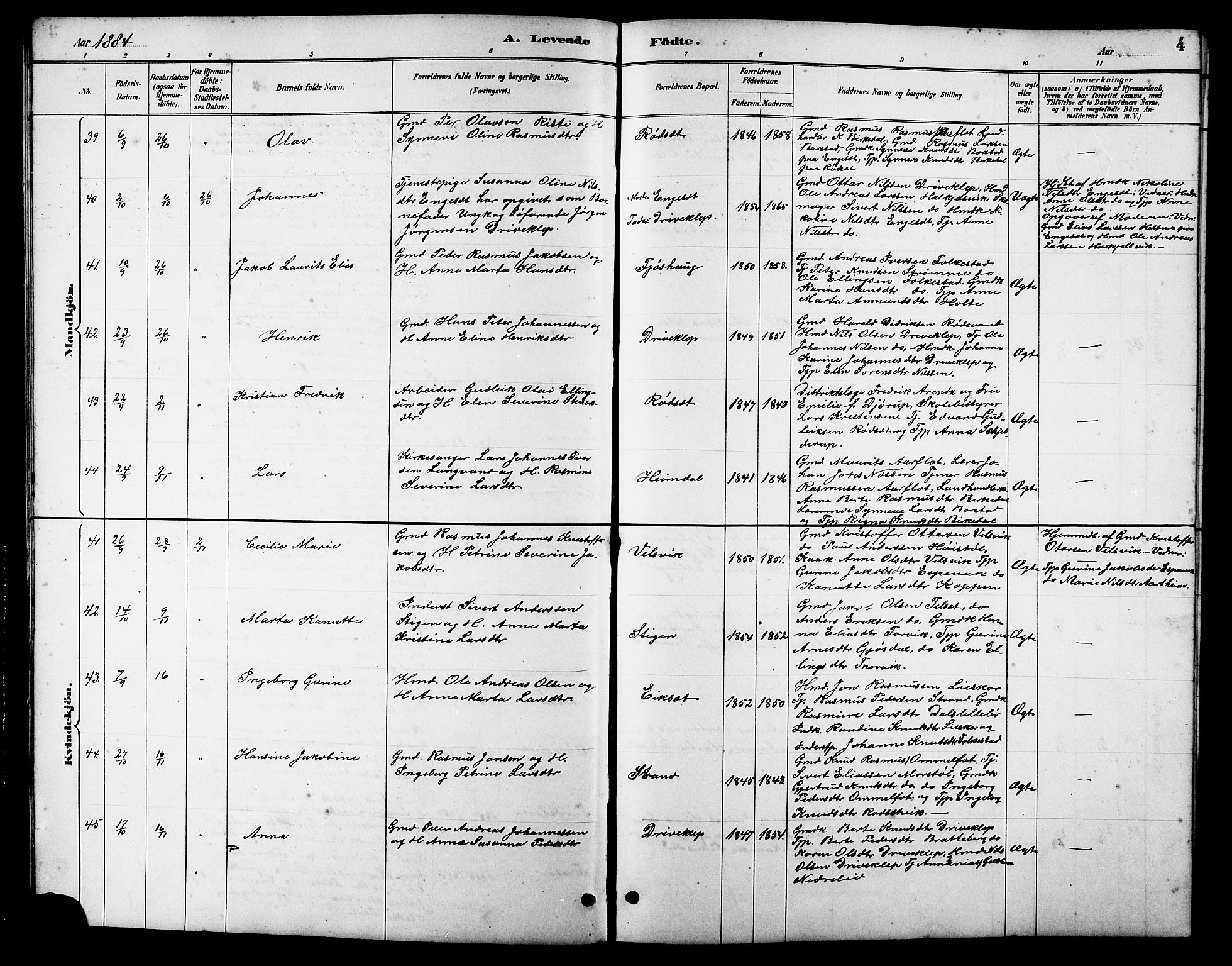 Ministerialprotokoller, klokkerbøker og fødselsregistre - Møre og Romsdal, AV/SAT-A-1454/511/L0158: Parish register (copy) no. 511C04, 1884-1903, p. 4