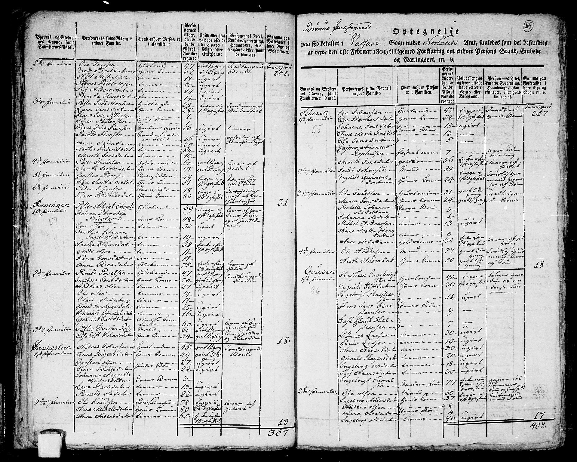 RA, 1801 census for 1814P Brønnøy, 1801, p. 44b-45a