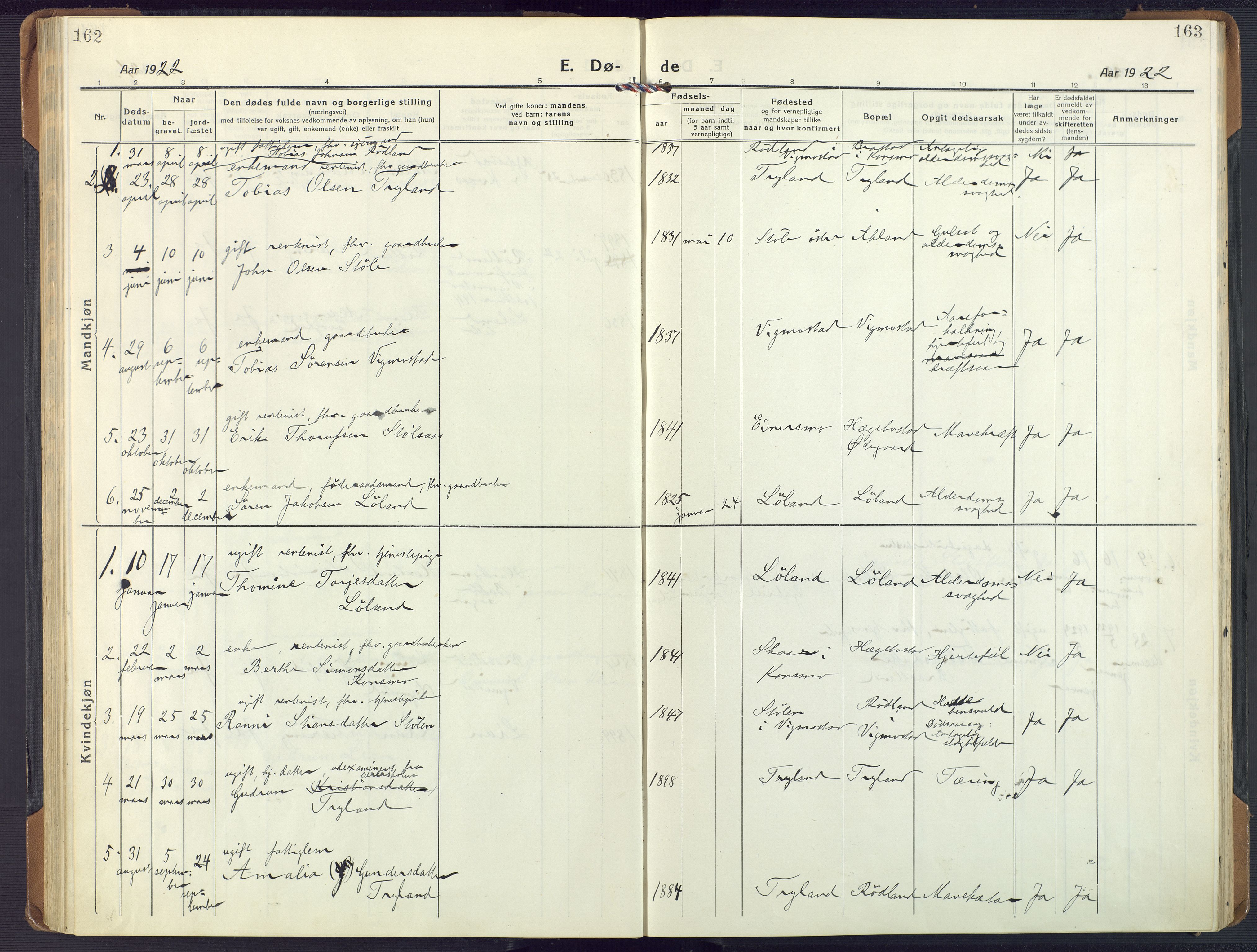 Nord-Audnedal sokneprestkontor, AV/SAK-1111-0032/F/Fa/Fab/L0005: Parish register (official) no. A 5, 1918-1925, p. 162-163