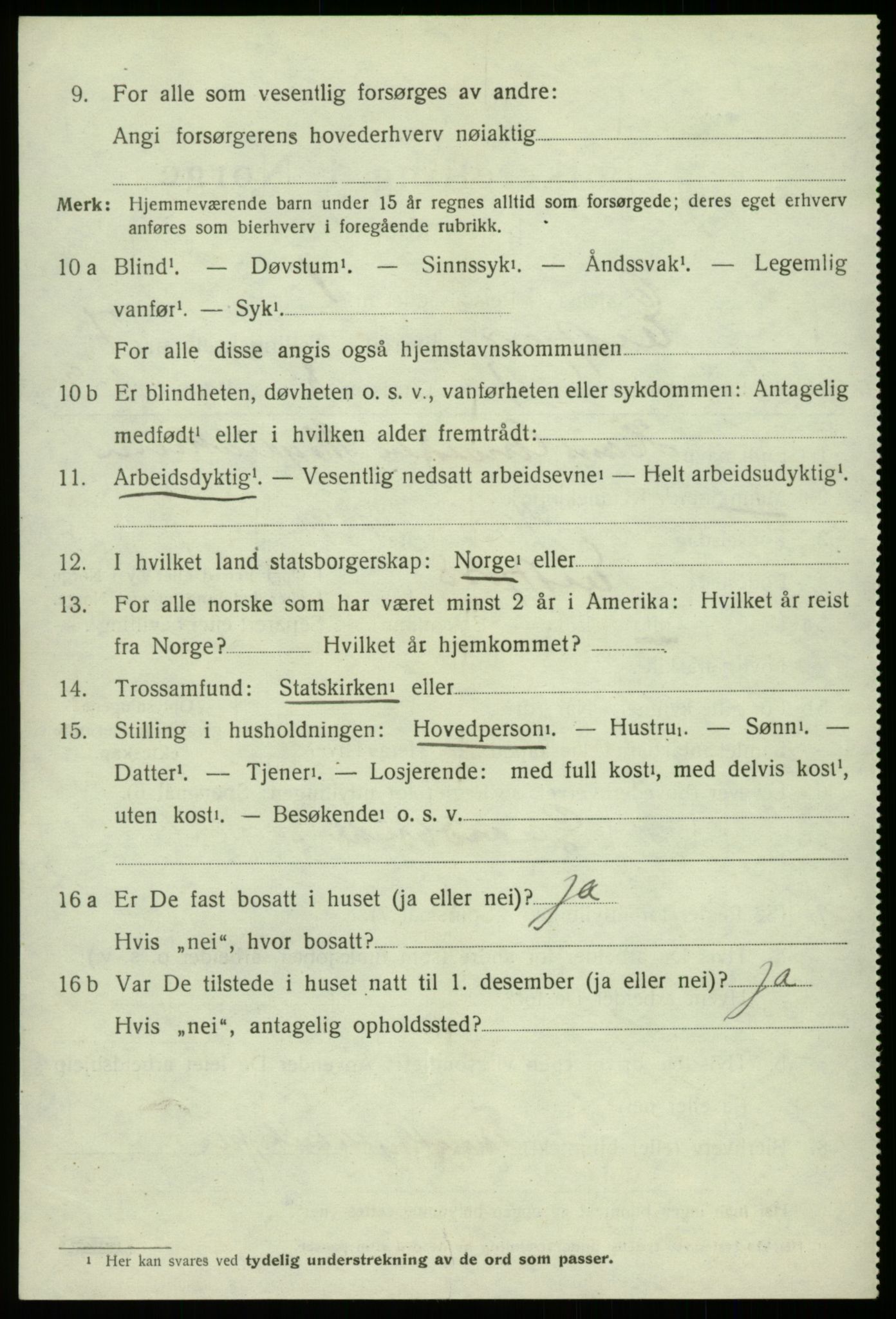 SAB, 1920 census for Eidfjord, 1920, p. 2295