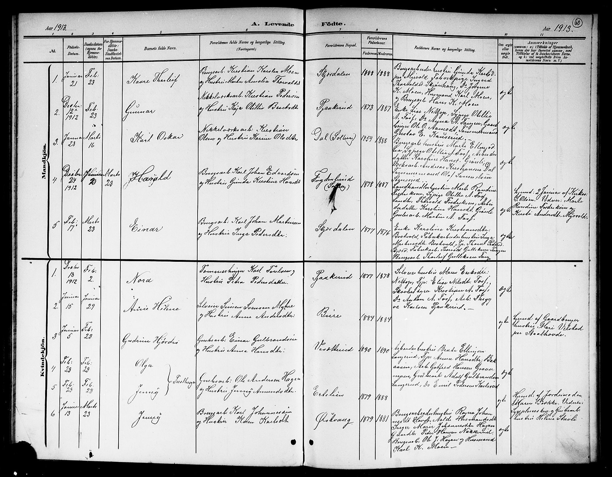 Hole kirkebøker, SAKO/A-228/G/Gb/L0004: Parish register (copy) no. II 4, 1901-1916, p. 60
