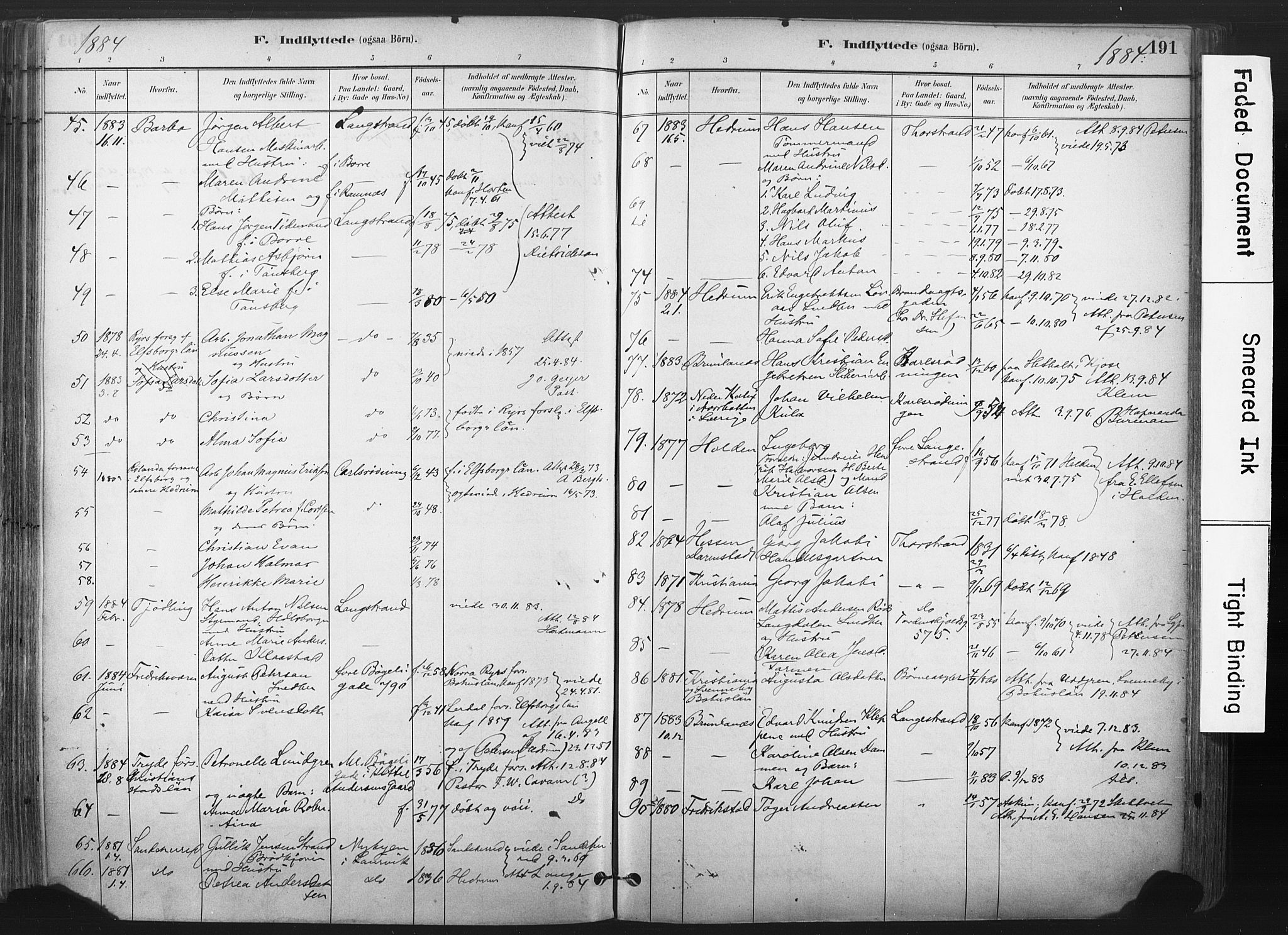 Larvik kirkebøker, SAKO/A-352/F/Fa/L0010: Parish register (official) no. I 10, 1884-1910, p. 191