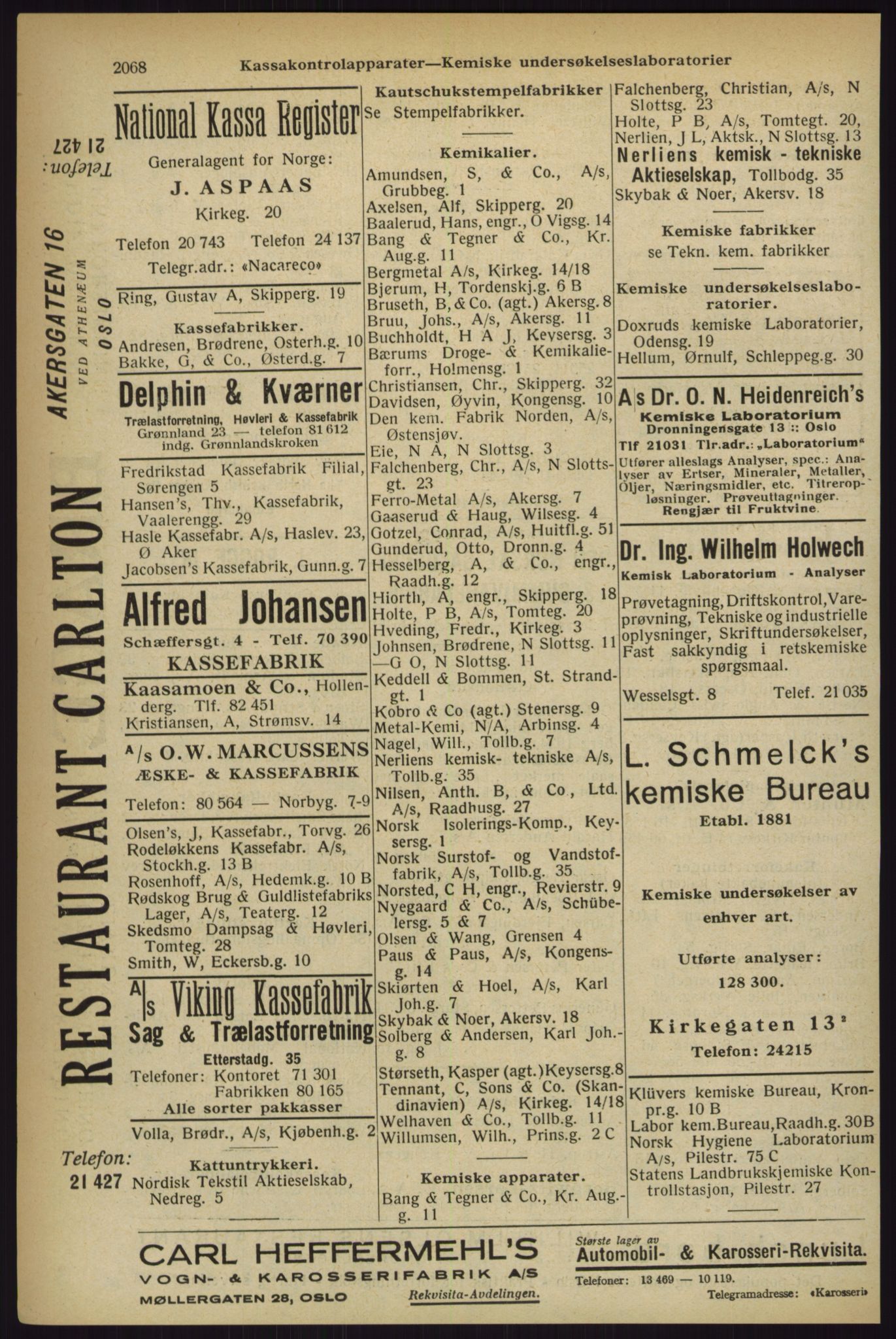Kristiania/Oslo adressebok, PUBL/-, 1927, p. 2068