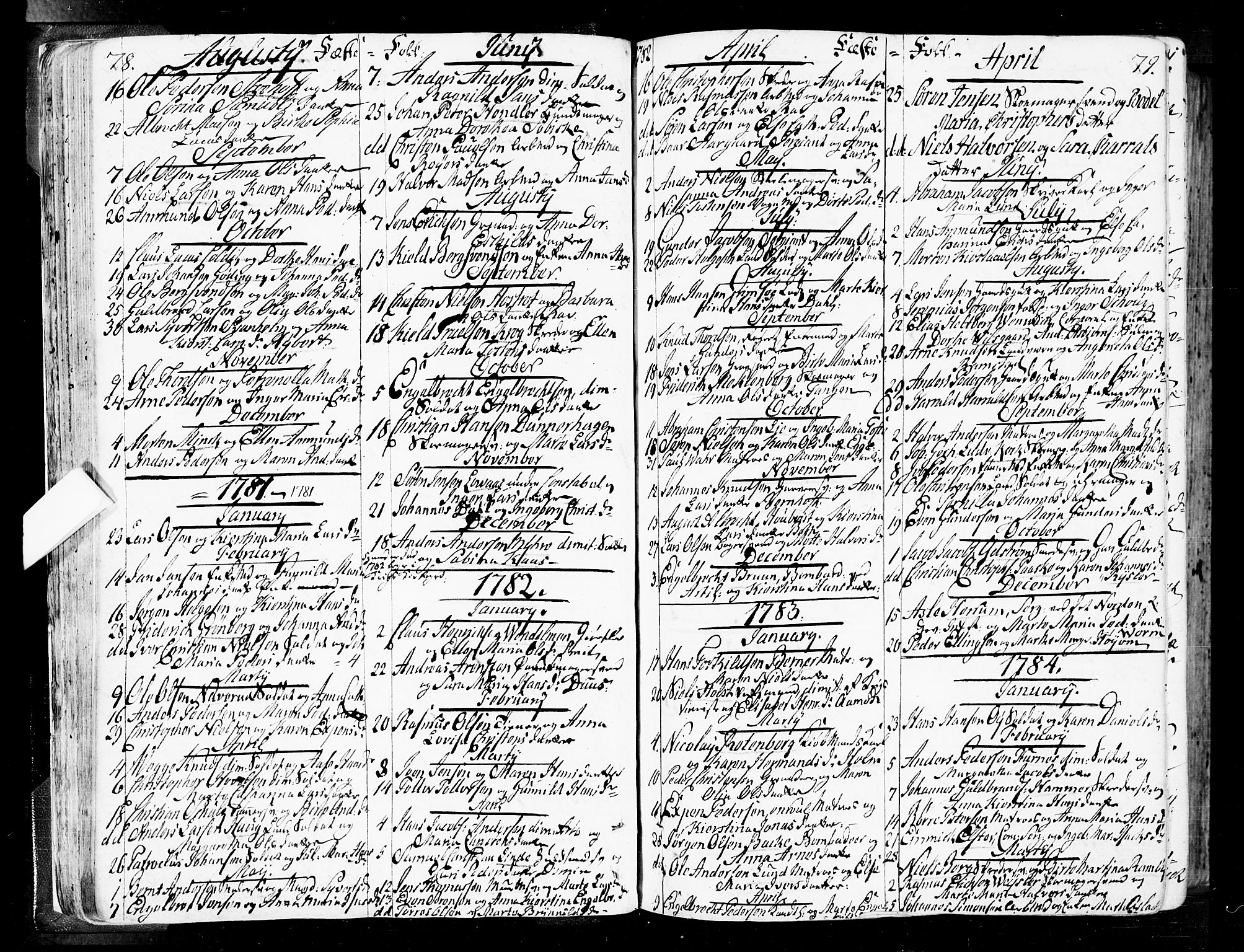 Oslo domkirke Kirkebøker, SAO/A-10752/F/Fa/L0004: Parish register (official) no. 4, 1743-1786, p. 78-79